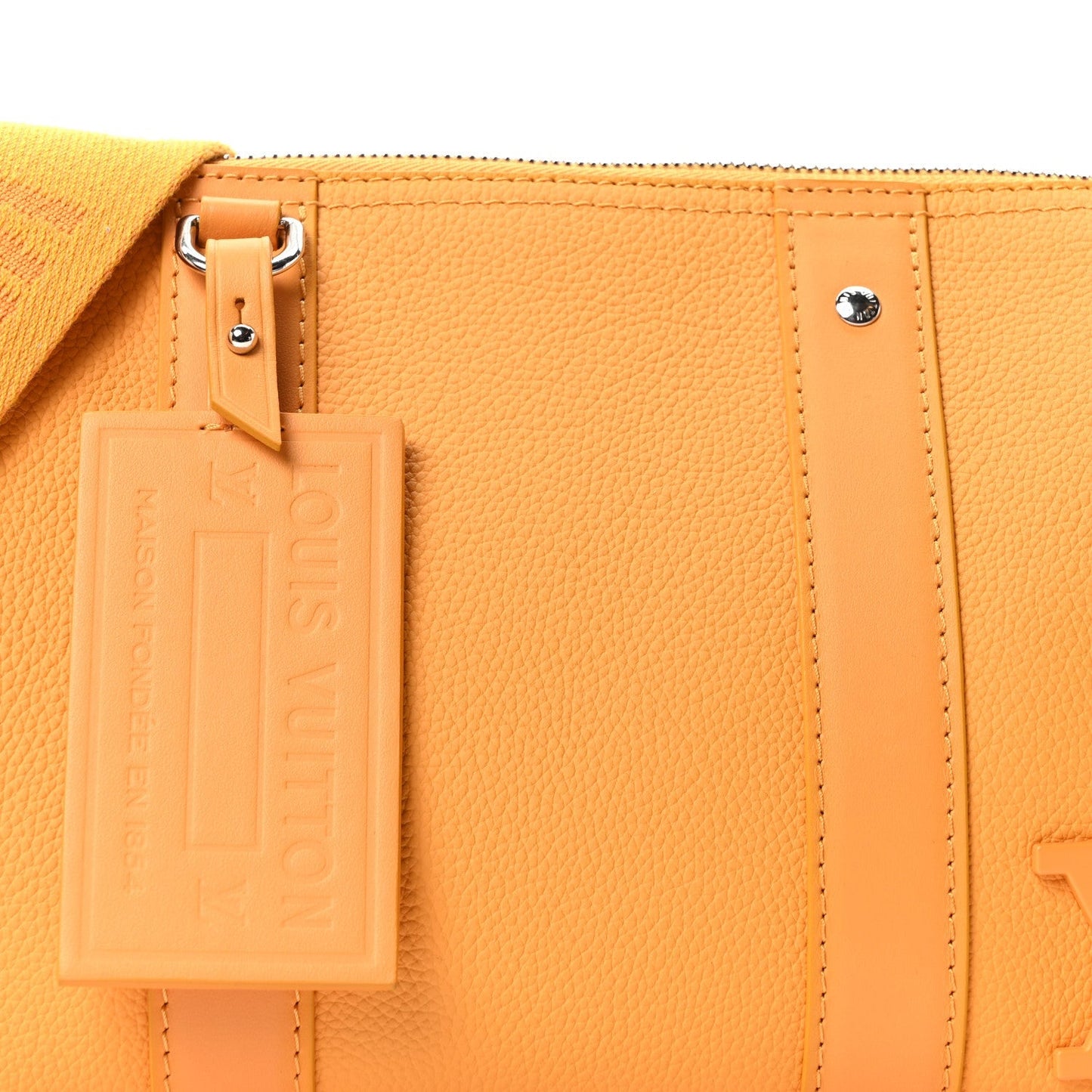 Grained Calfskin Aerogram City Keepall Safran Yellow