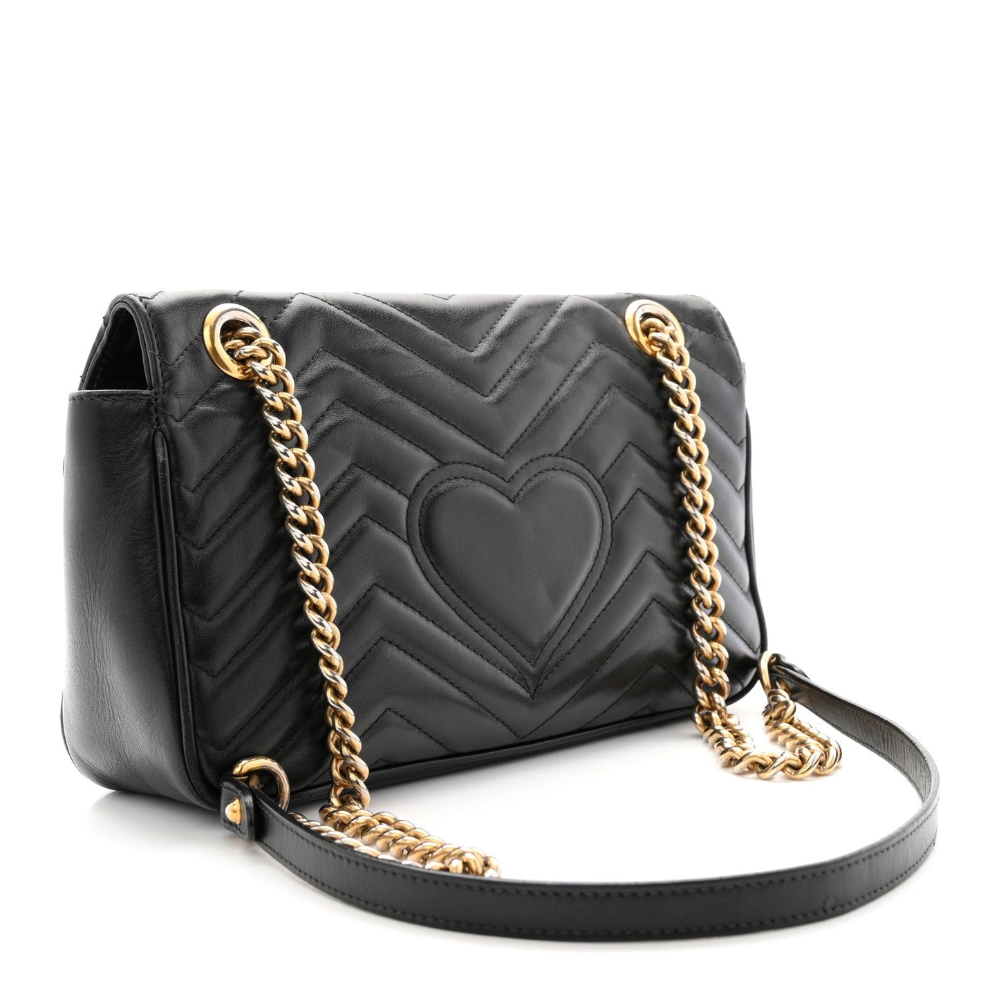 Calfskin Matelasse Small GG Marmont Shoulder Bag Black
