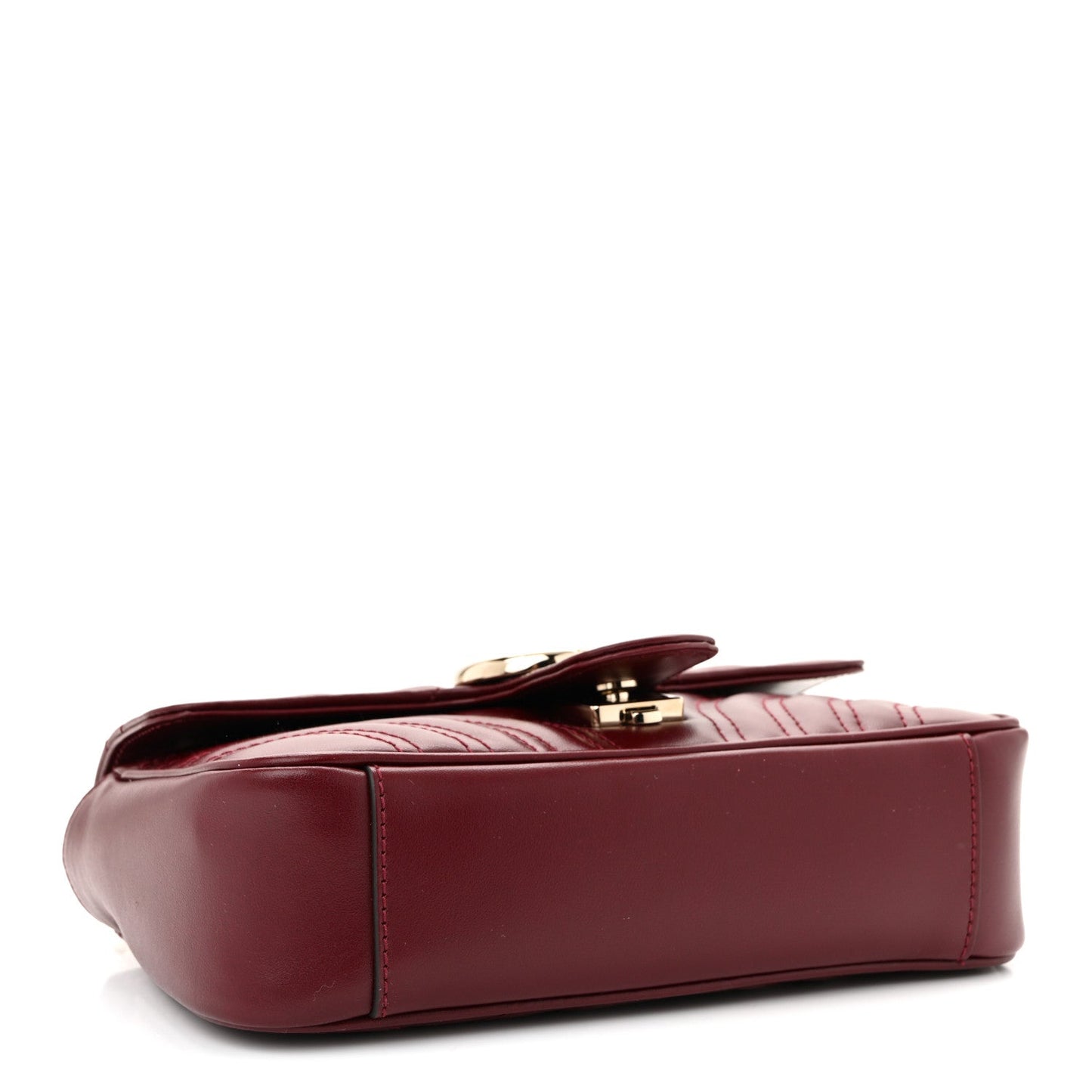 Calfskin Matelasse Mini GG Marmont Shoulder Bag Rosso Ancora