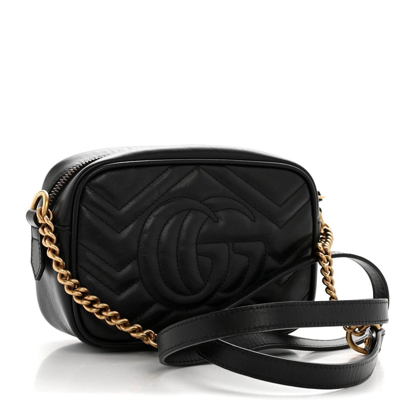 Calfskin Matelasse Mini GG Marmont Chain Shoulder Bag Black