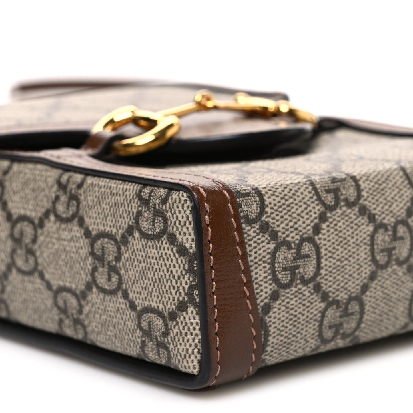 GG Supreme Monogram Mini Horsebit 1955 Crossbody Bag Beige Brown Sugar
