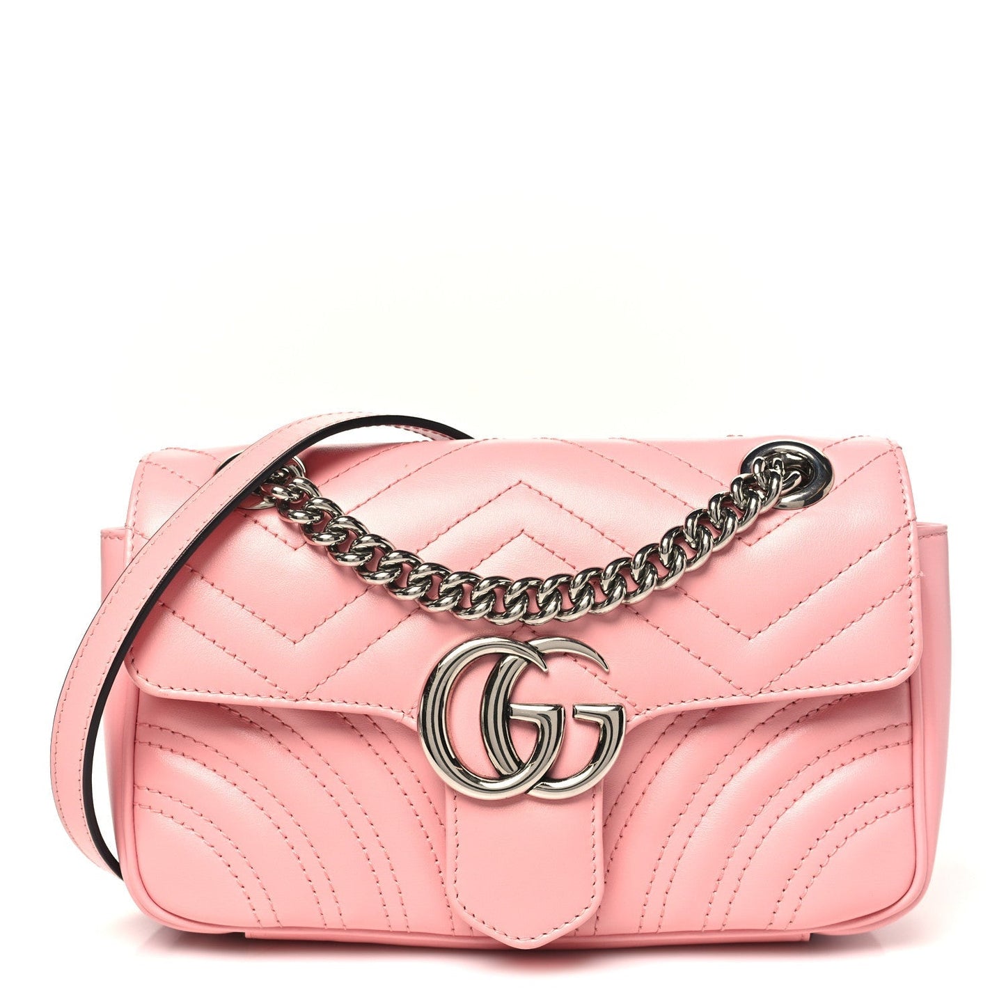 Calfskin Matelasse Mini GG Marmont Shoulder Bag  Wild Rose