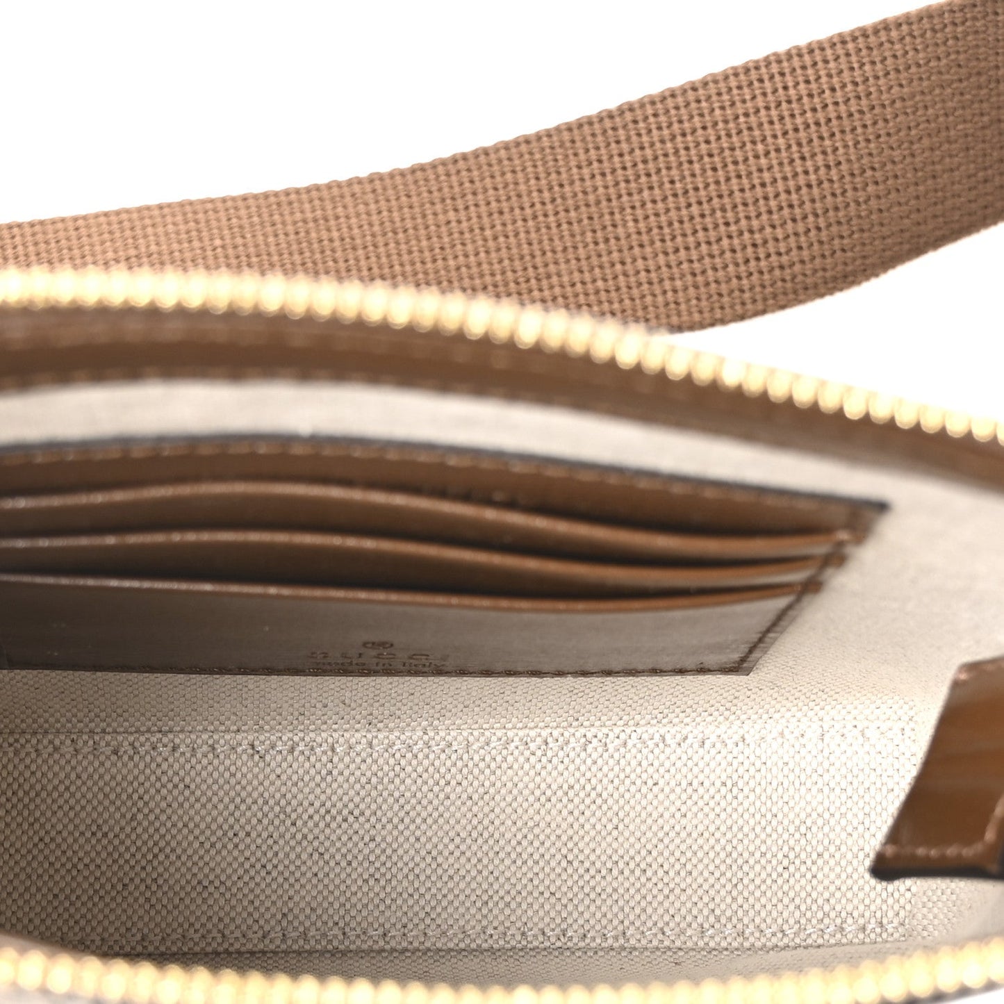 GG Supreme Monogram Azalea Calfskin Small Retro Interlocking G Wristlet Messenger Bag Beige Ebony Brown Sugar