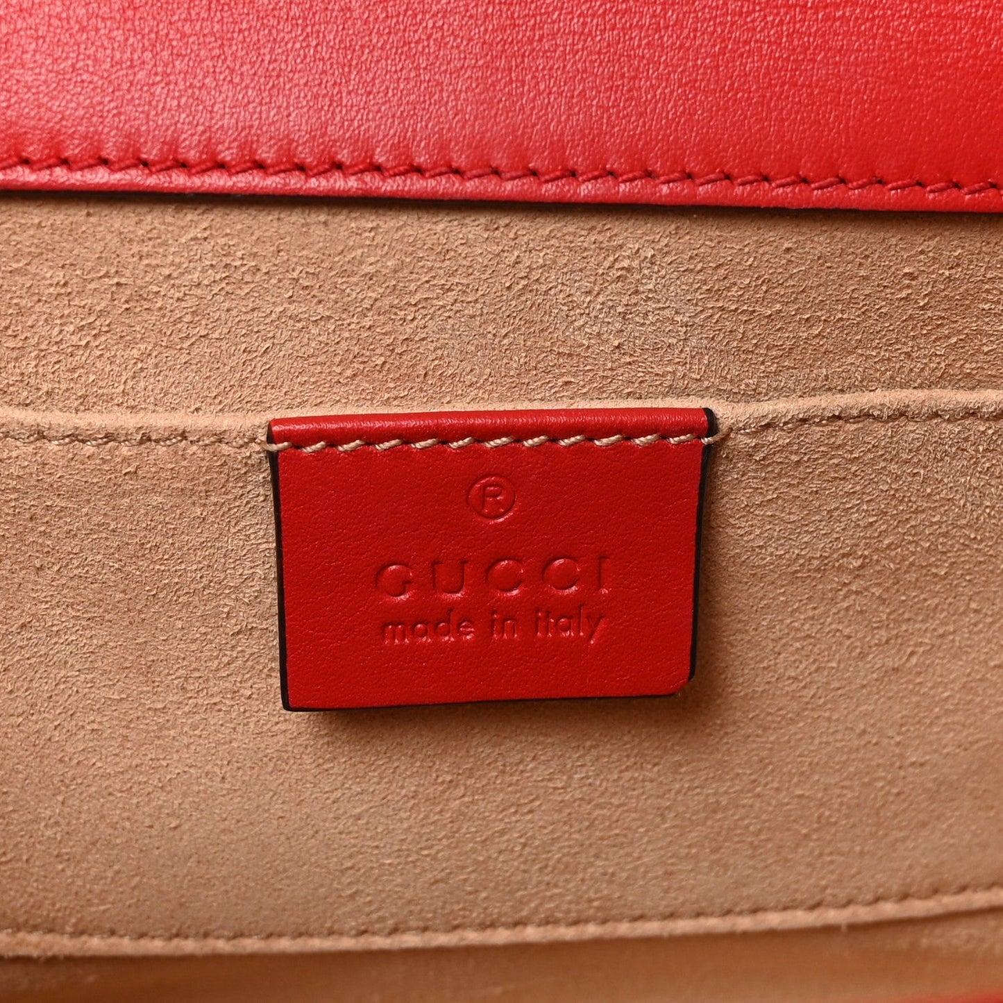 GG Supreme Monogram Apple Small Padlock Shoulder Bag Beige Multicolor Lobster Red