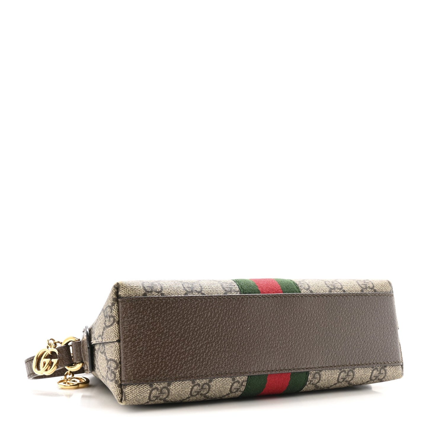 GG Supreme Monogram Textured Dollar Calfskin Web Small Ophidia Dome Shoulder Bag Beige Ebony New Acero