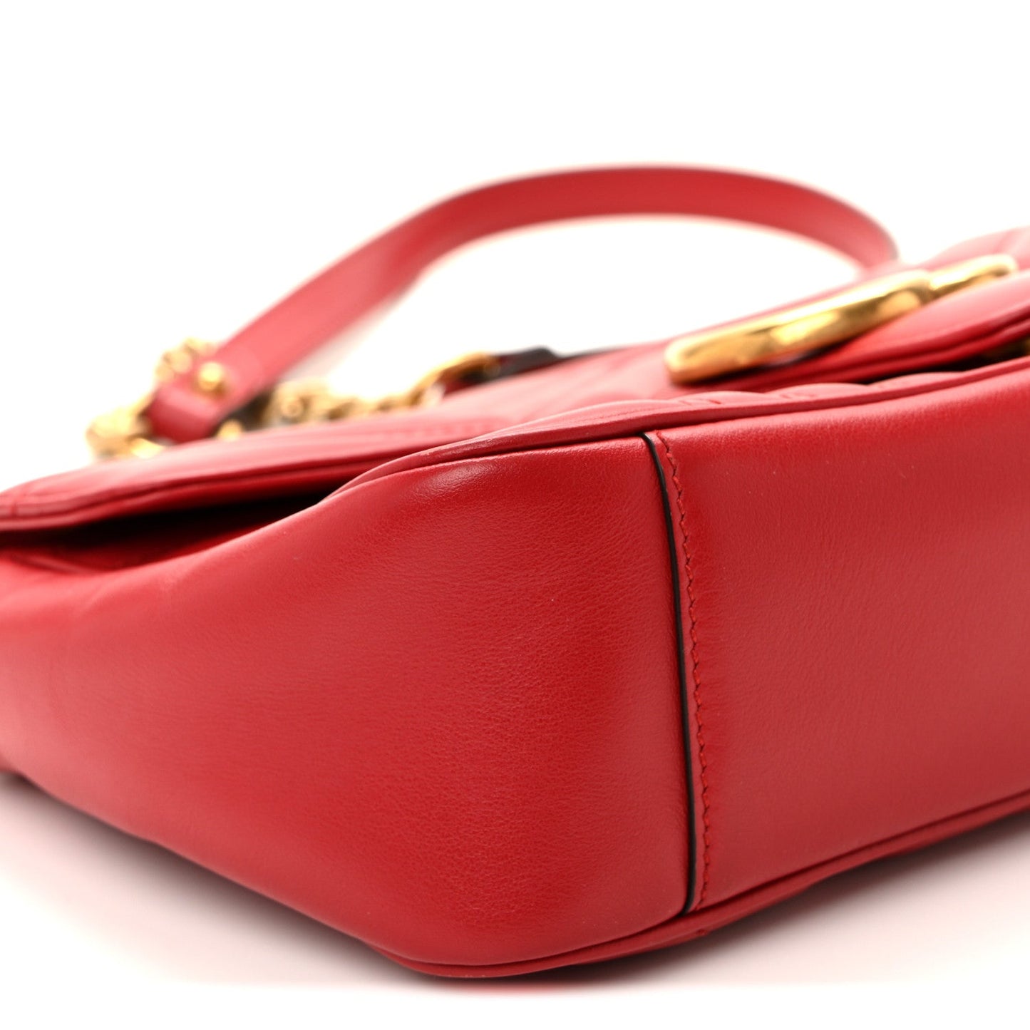 Calfskin Matelasse Small GG Marmont Shoulder Bag Hibiscus Red