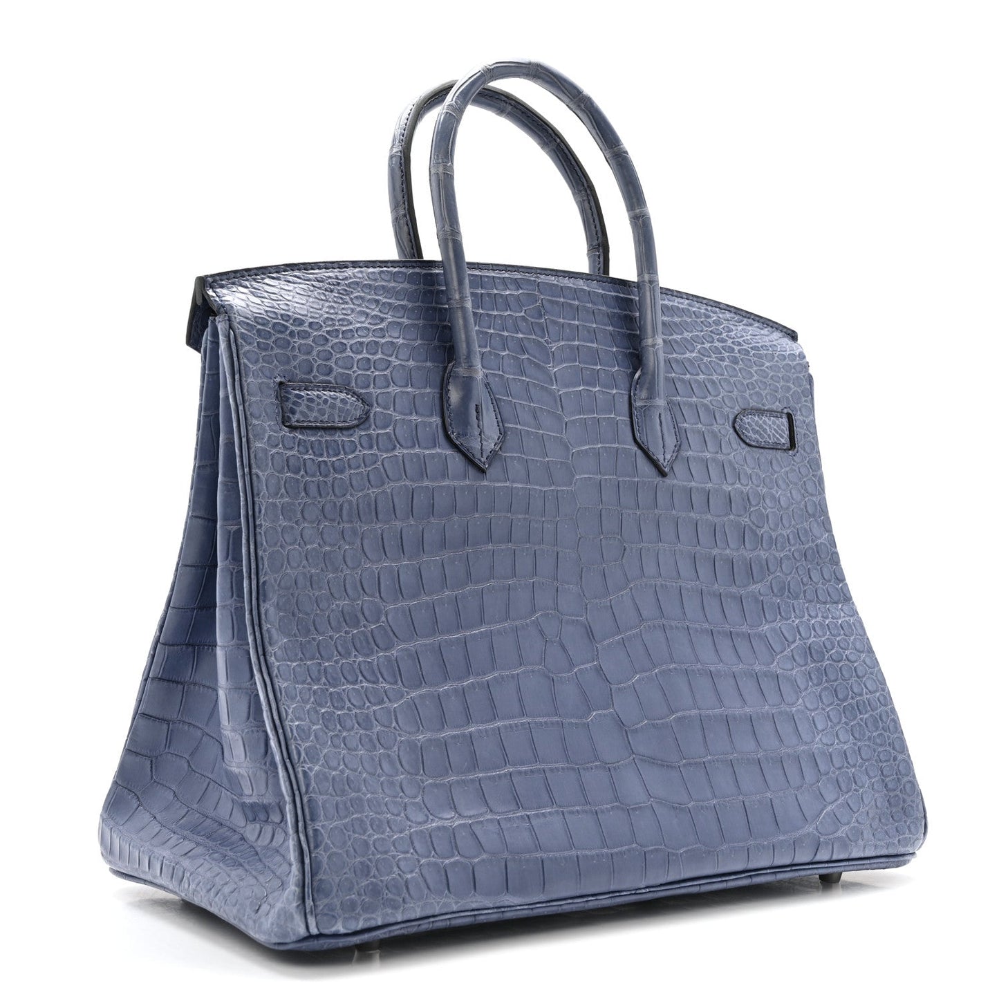 Matte Porosus Crocodile 18K White Gold Diamond Birkin 35 Bleu Brighton