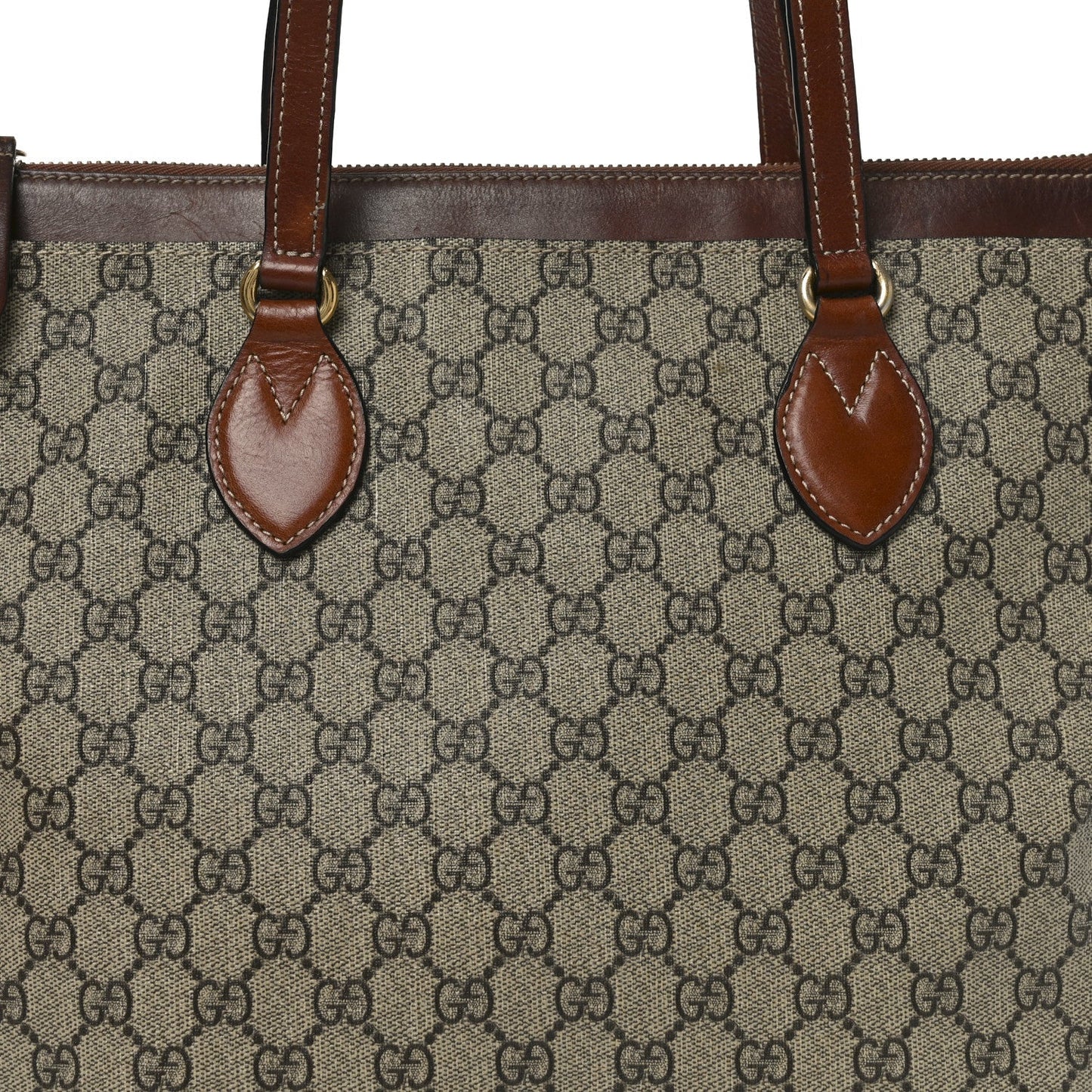 GG Supreme Monogram Medium Zippered Bucket Tote Beige Tuscany