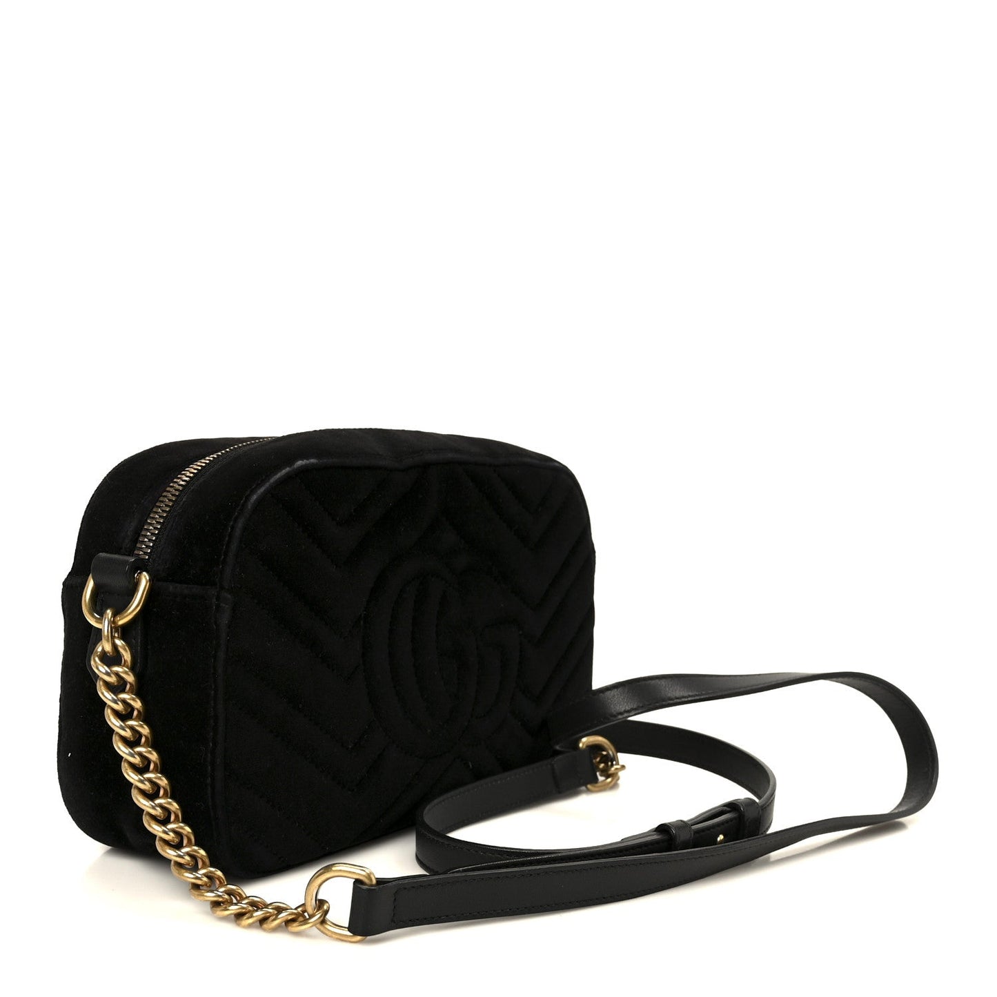 Velvet Matelasse Crystal Star Embroidered Small GG Marmont Chain Shoulder Bag Black
