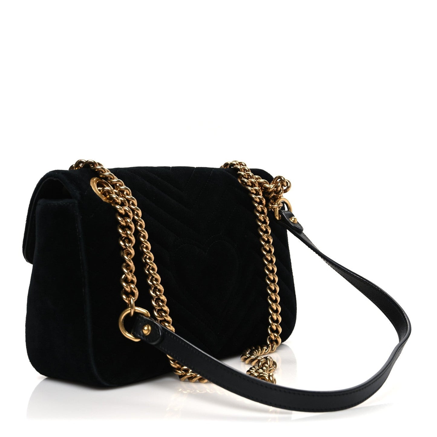 Velvet Matelasse Small GG Marmont Shoulder Bag Black