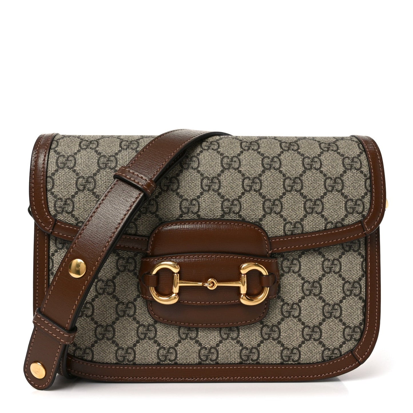 GG Supreme Monogram Horsebit 1955 Shoulder Bag Beige Brown Sugar
