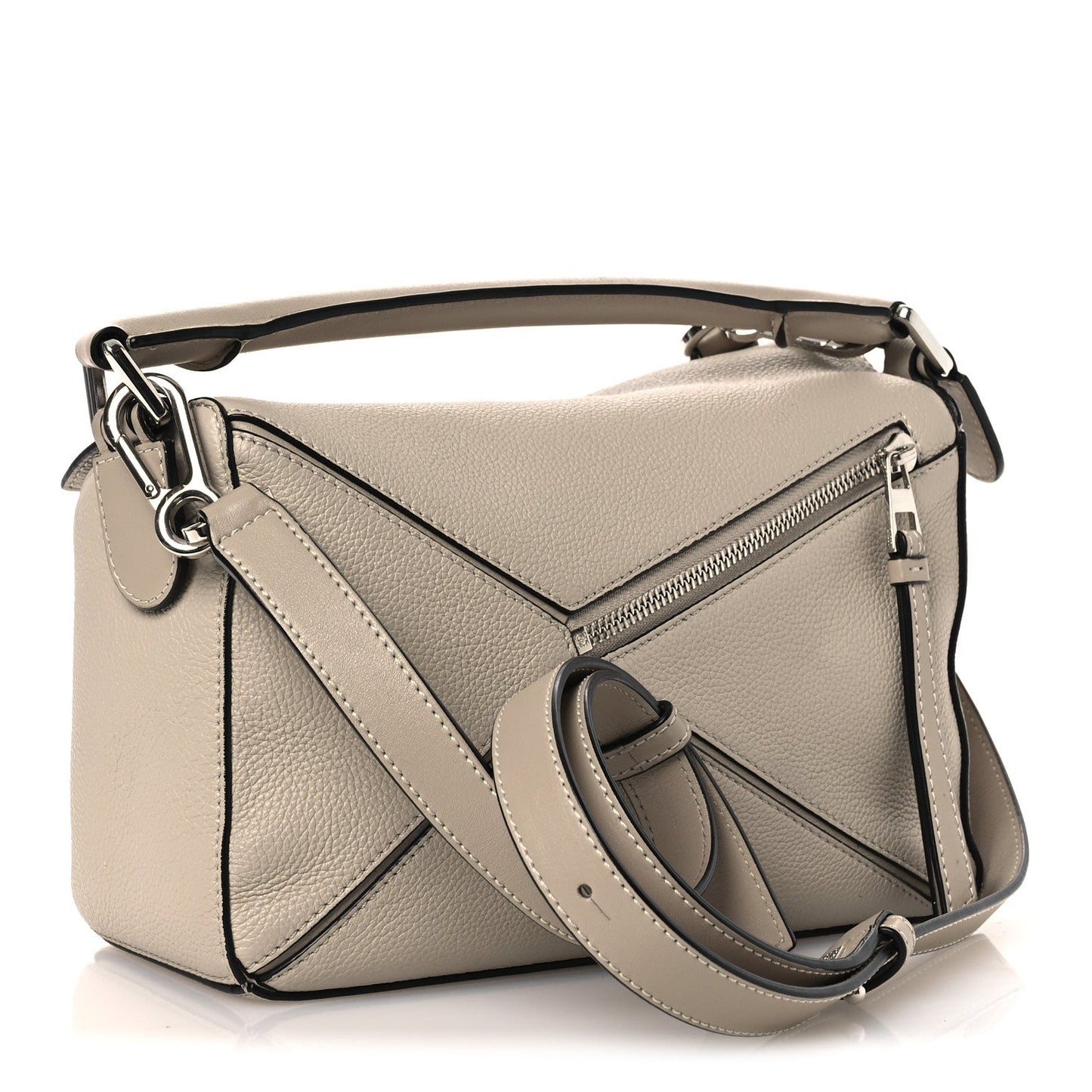 Grained Calfskin Small Puzzle Bag Sand