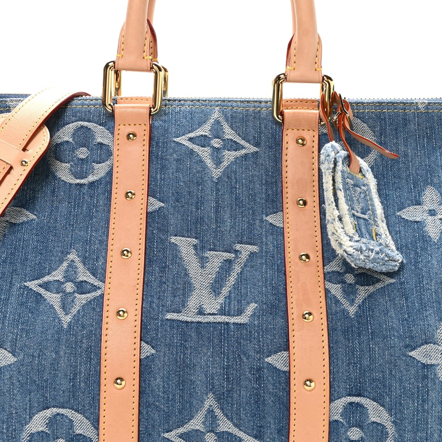 Denim Monogram New LV Remix Keepall Bandouliere 45 Blue