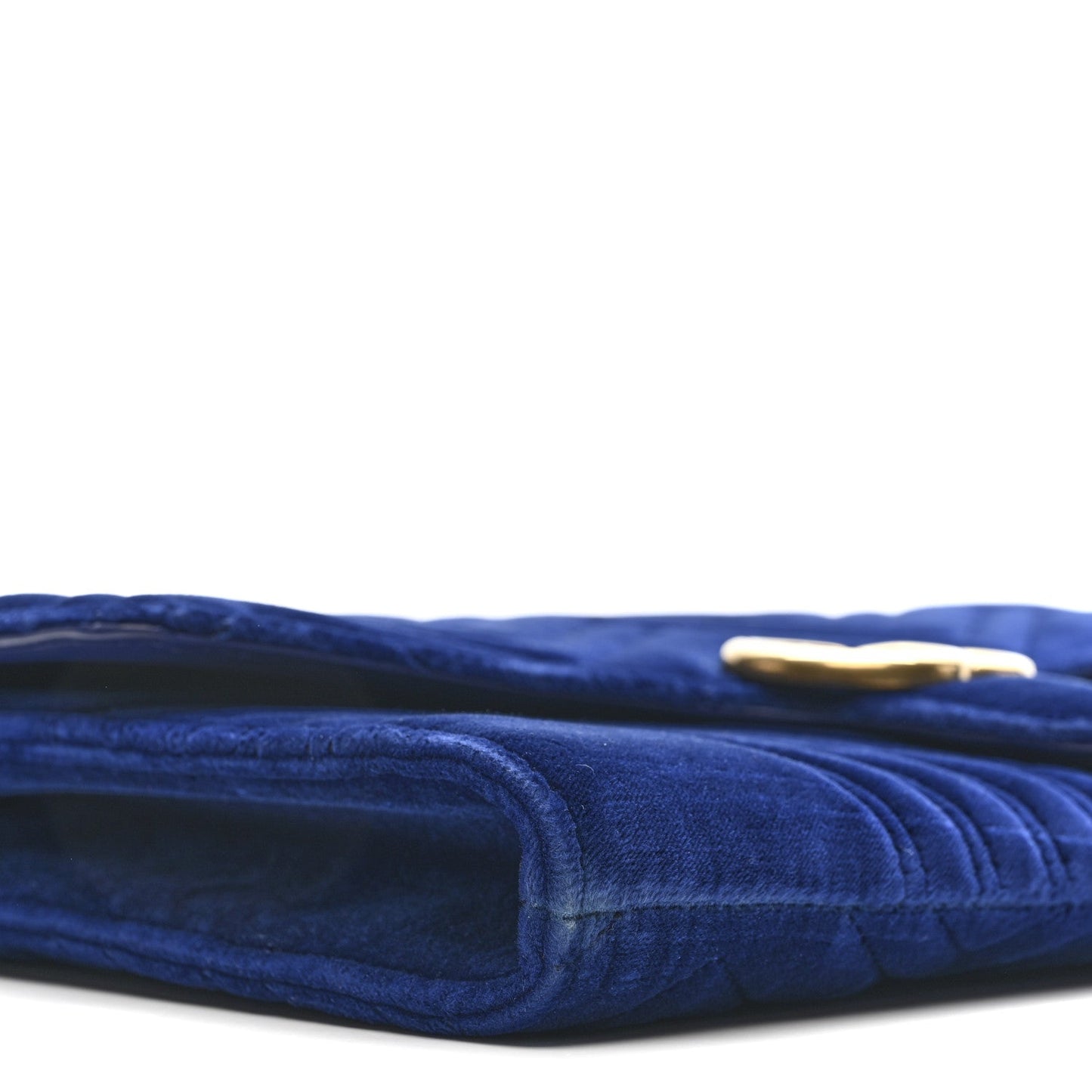 Velvet Matelasse GG Marmont Clutch Cobalt Blue