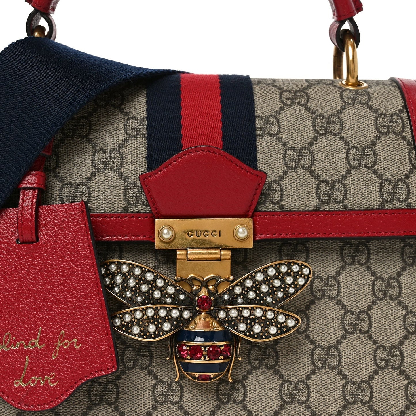 GG Supreme Monogram Small Queen Margaret Top Handle Bag Red