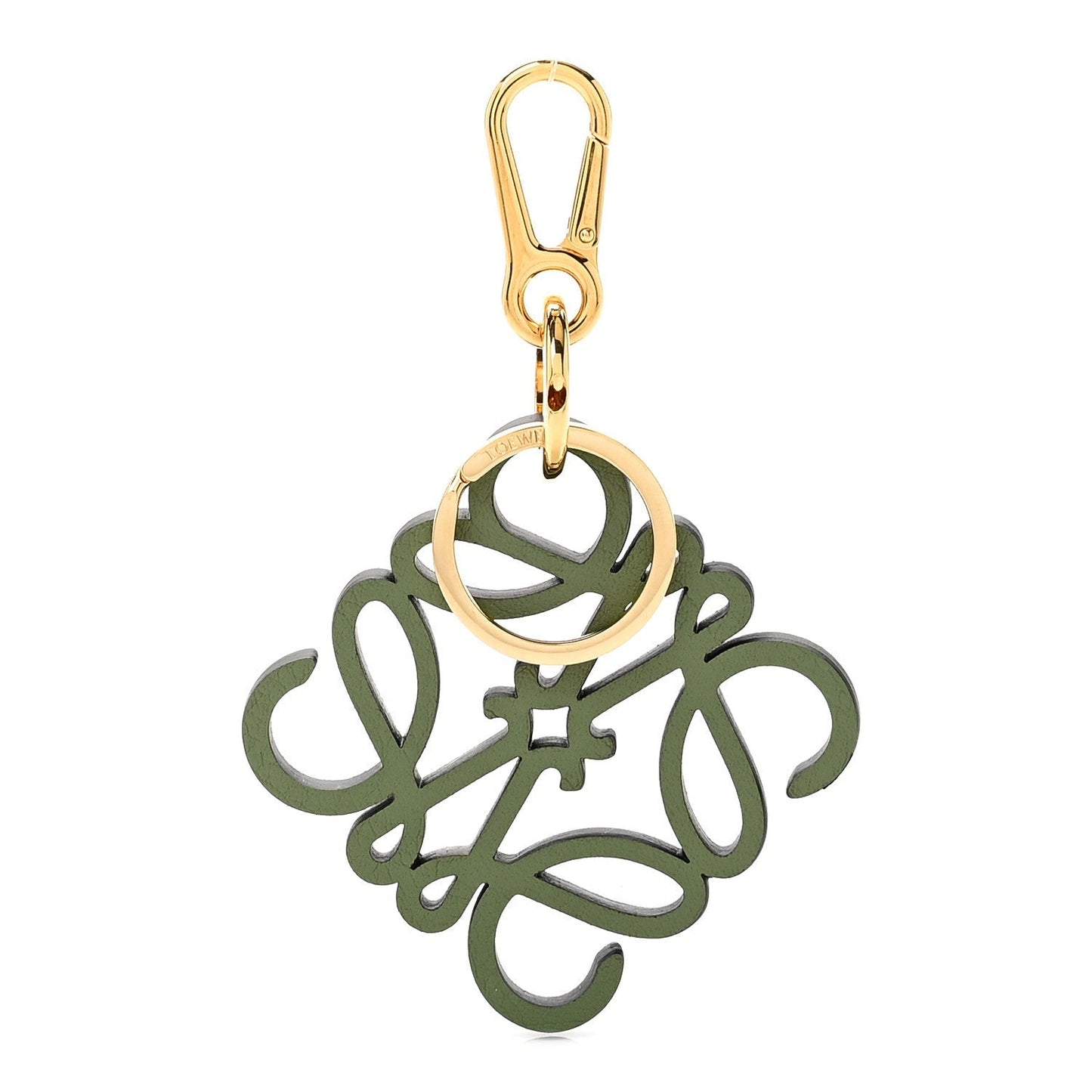 Calfskin Anagram Bag Charm Key Holder Avocado