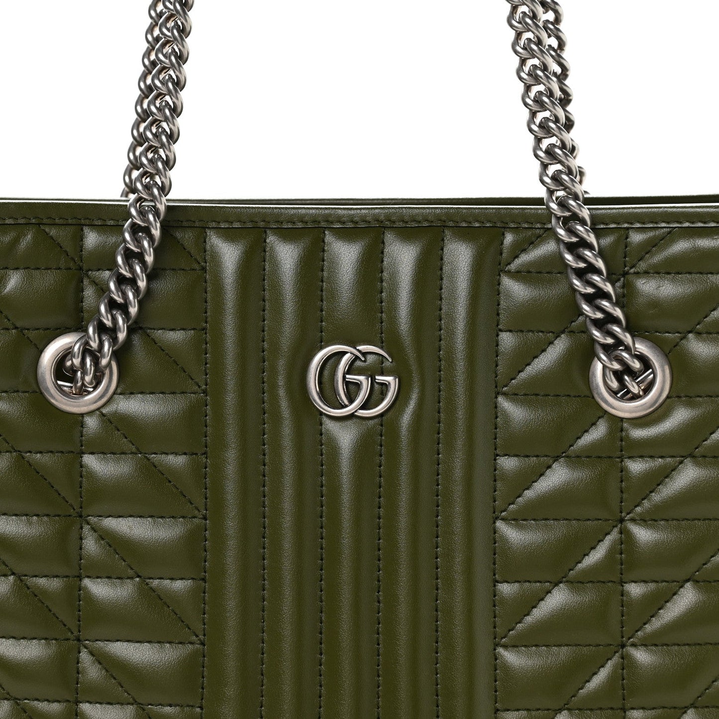 Calfskin Matelasse Aria Medium GG Marmont Shoulder Tote Military Wood