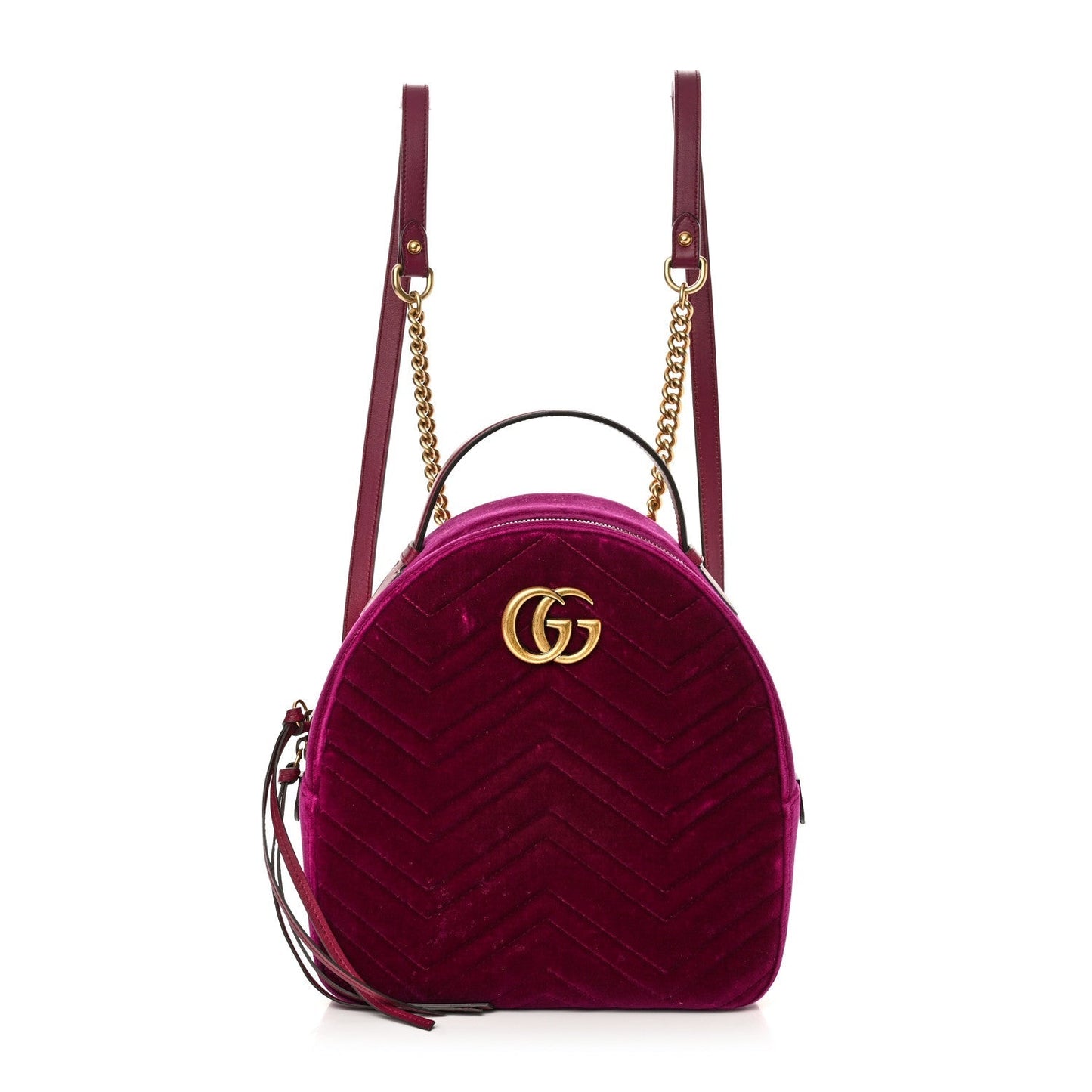 Velvet Matelasse GG Marmont Dome Backpack Fuchsia Violet Cyclamen