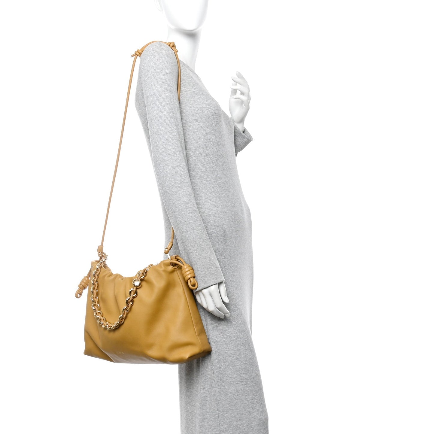 Mellow Nappa Donut Chain Large Flamenco Knot Clutch Sahara