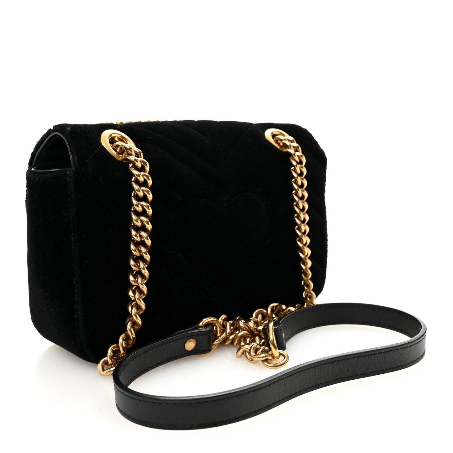 Velvet Matelasse Mini GG Marmont Shoulder Bag Black
