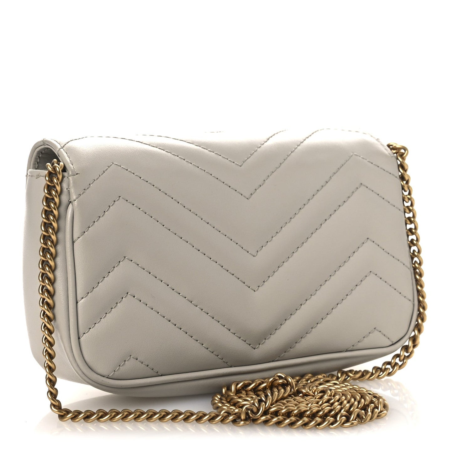 Calfskin Matelasse Super Mini GG Marmont Shoulder Bag Grey