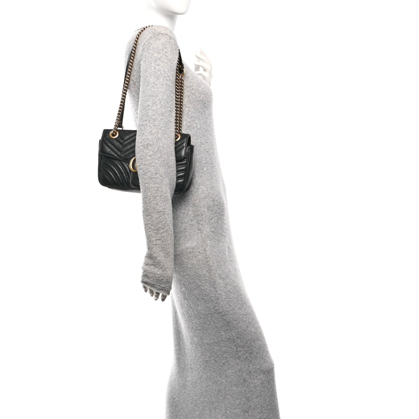 Calfskin Matelasse Small GG Marmont Shoulder Bag Black