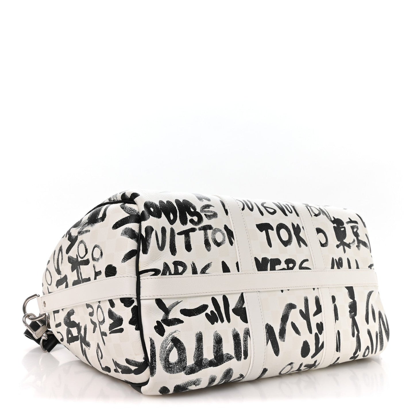 Cowhide Damier LV Dynasty Keepall Bandouliere 50 White Black