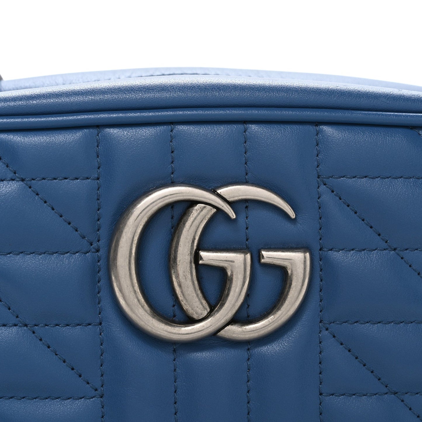 Calfskin Matelasse Aria Small GG Marmont Chain Shoulder Bag Clear Blue