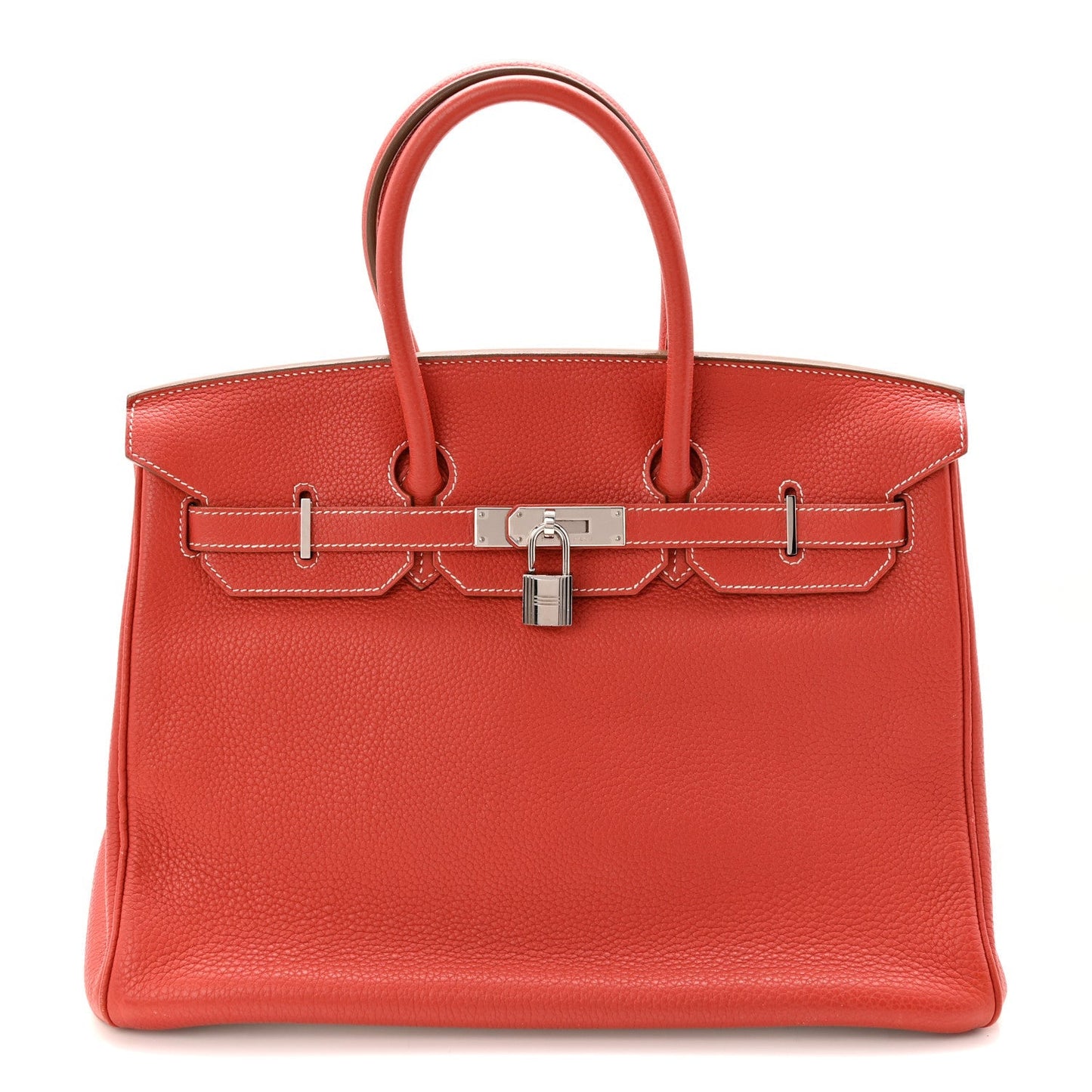 Taurillon Clemence Eclat Birkin 35 Sanguine White