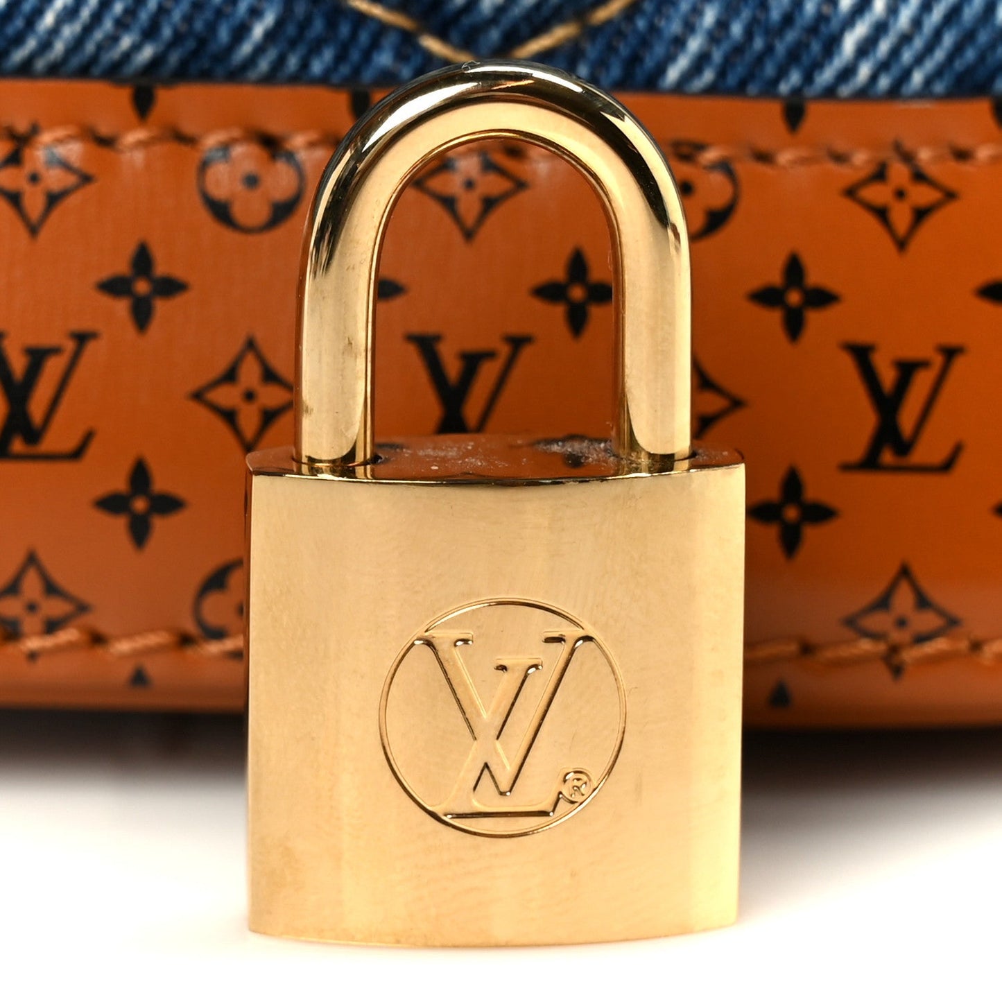 Denim Calfskin Reverse Monogram Malletage Alma BB Blue