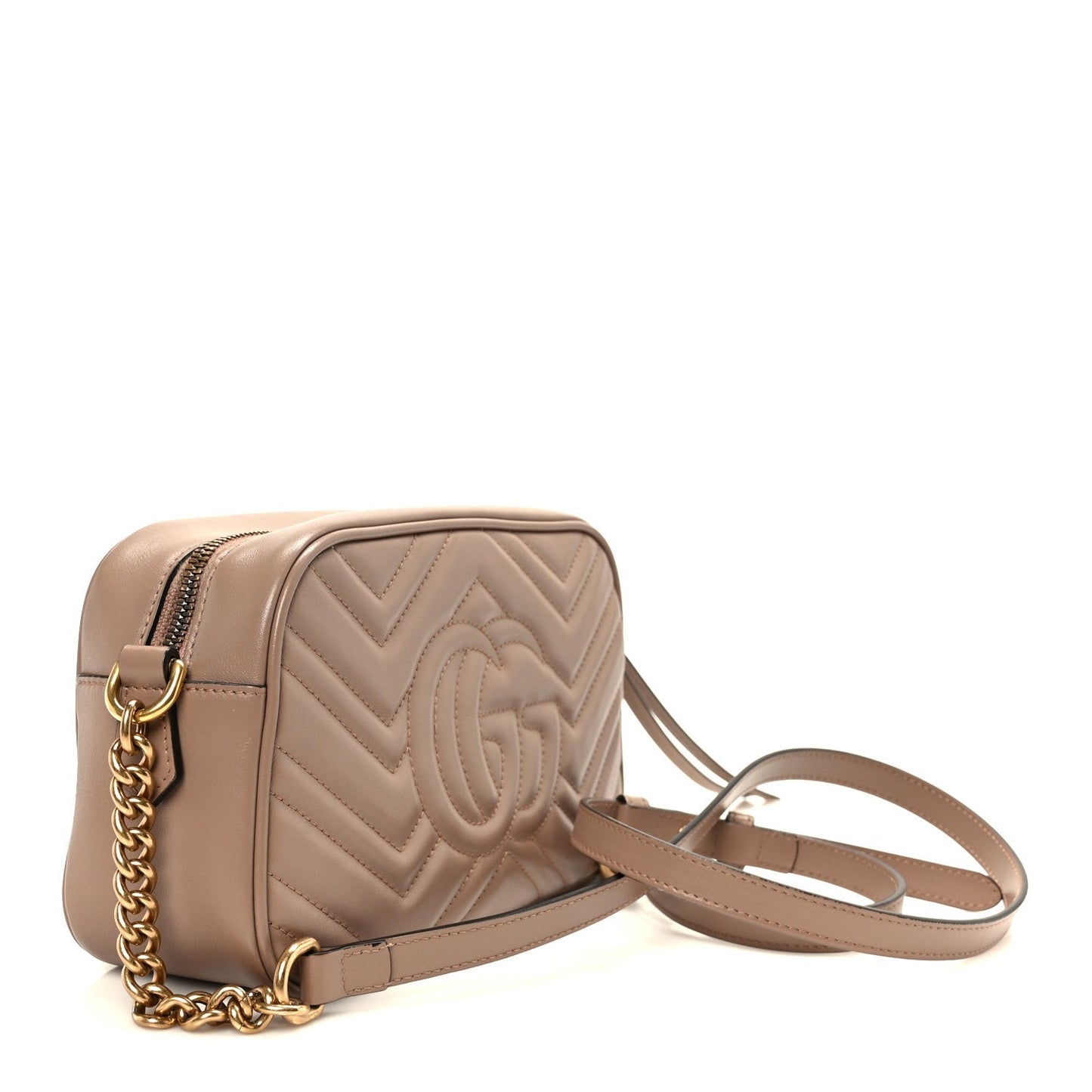 Calfskin Matelasse Small GG Marmont Chain Shoulder Bag Porcelain Rose