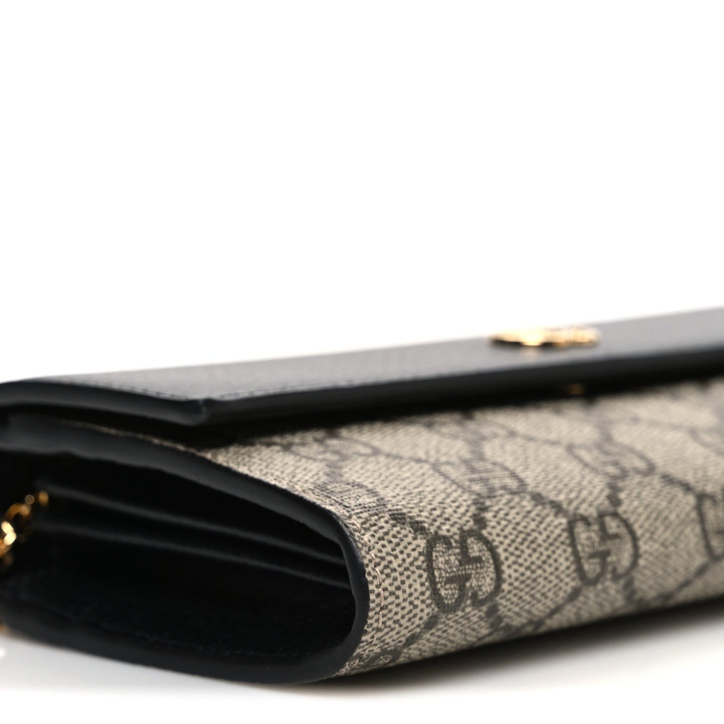 Dollar Calfskin GG Supreme Monogram Petite GG Marmont Wallet Chain Bag Black Beige Ebony