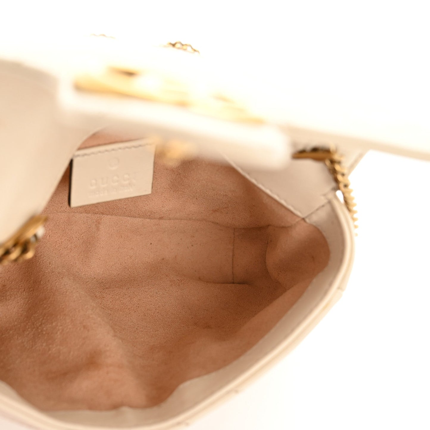 Calfskin Matelasse Super Mini GG Marmont Shoulder Bag White