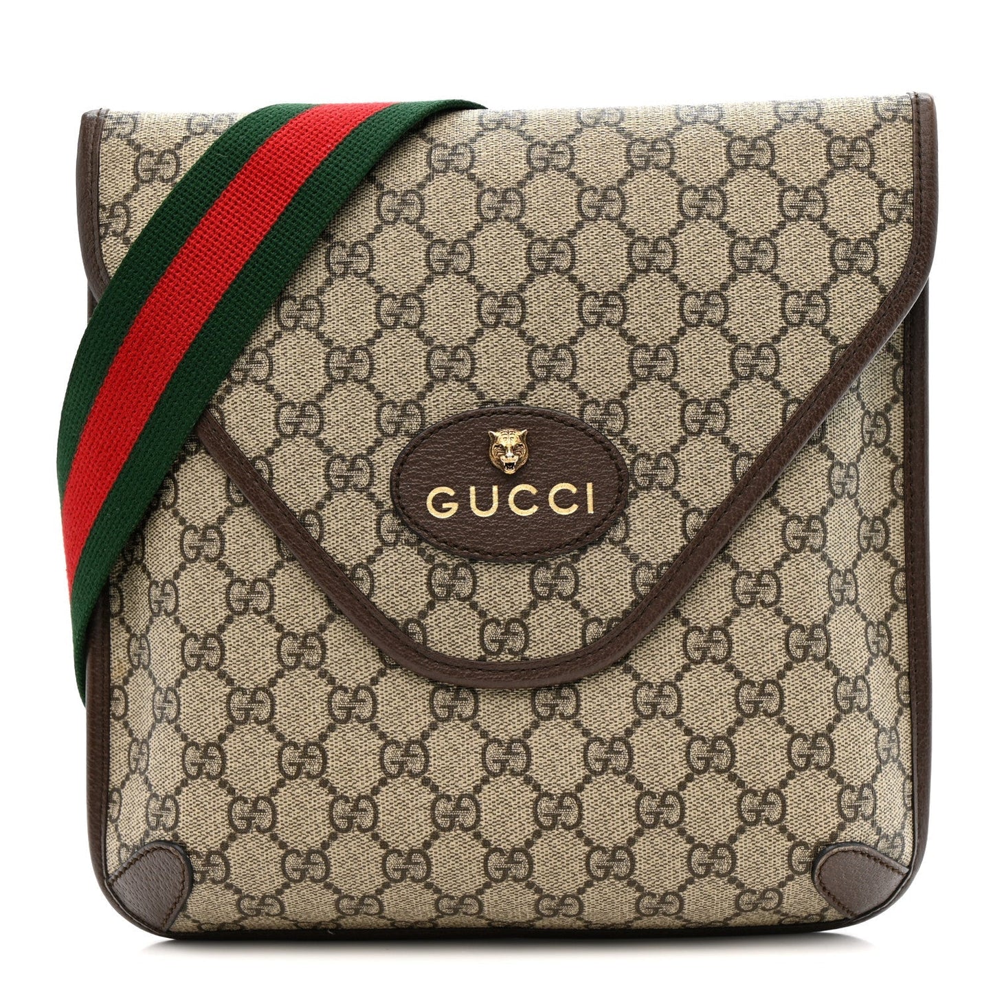 GG Supreme Monogram Web Medium Neo Vintage Flap Messenger Bag Beige New Acero