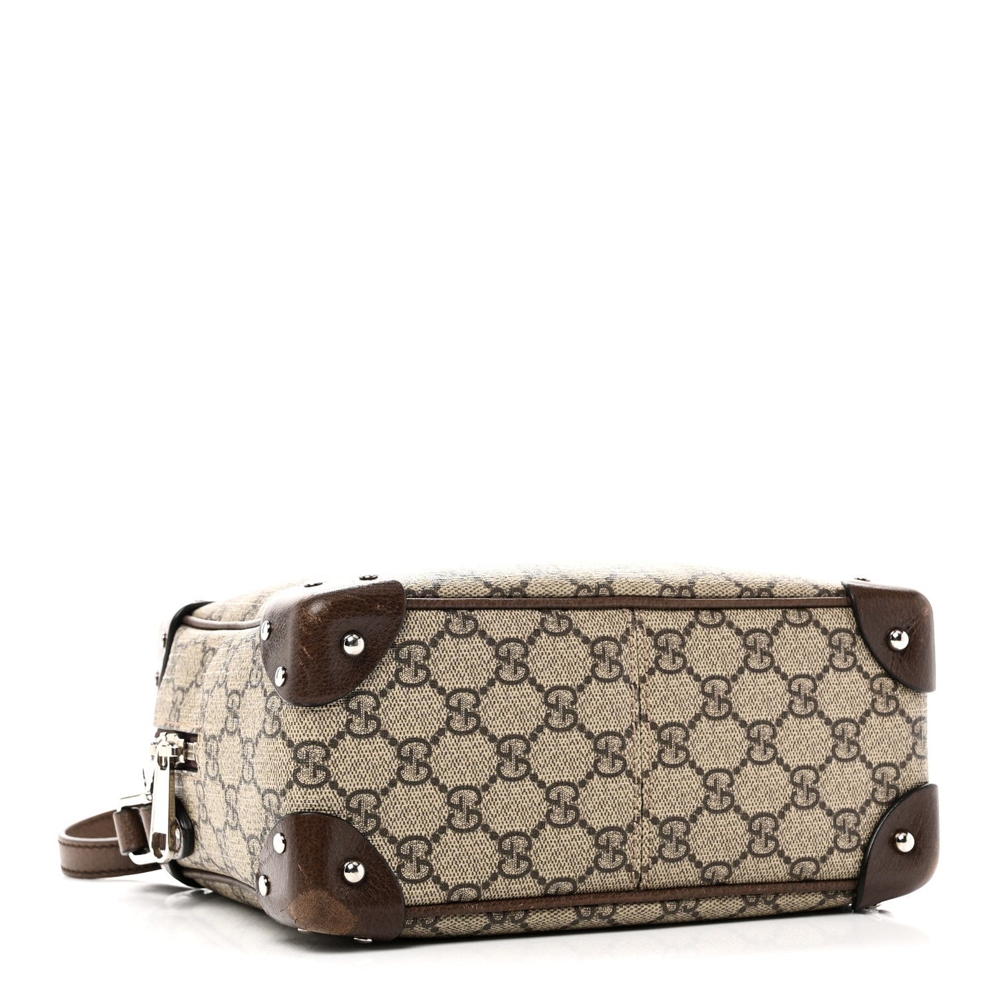 GG Supreme Monogram Textured Calfskin Square Messenger Bag Beige Ebony New Acero