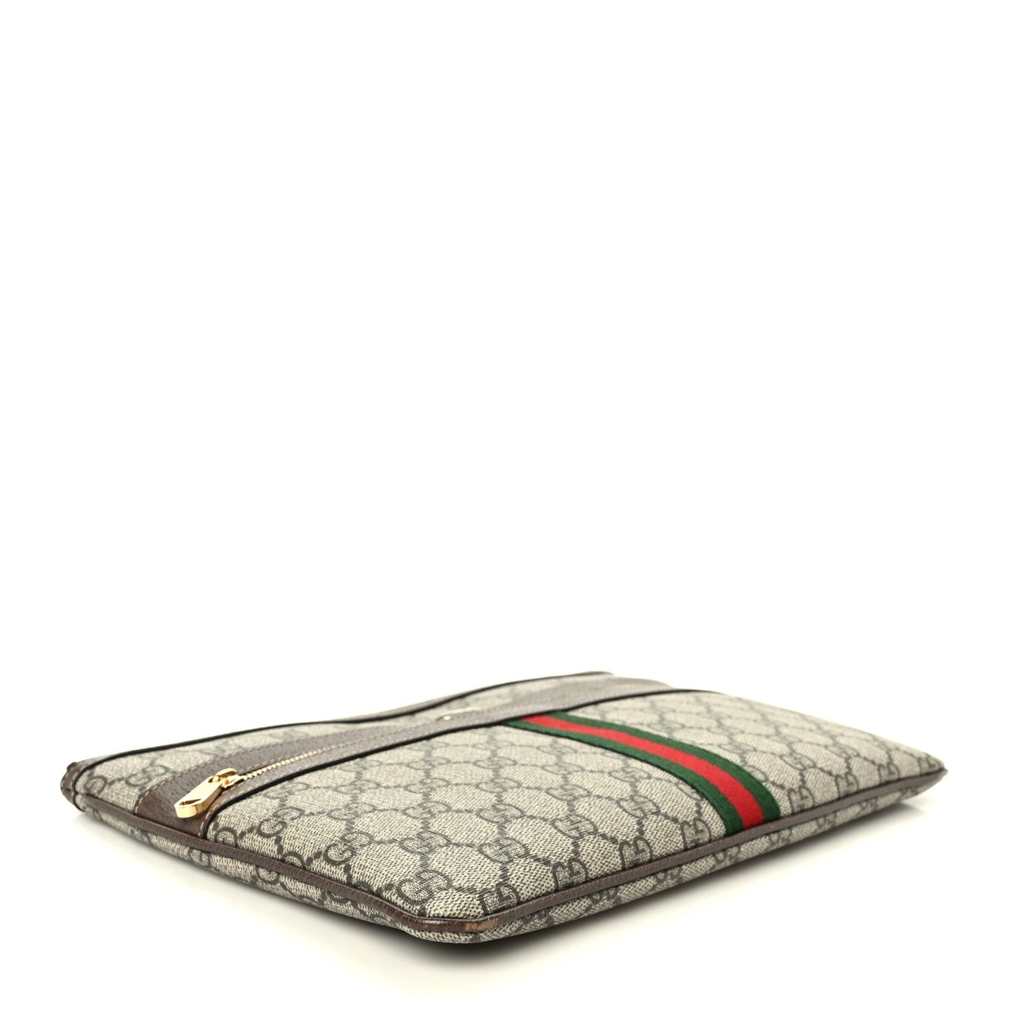 GG Supreme Monogram Large Ophidia Pouch Clutch Brown