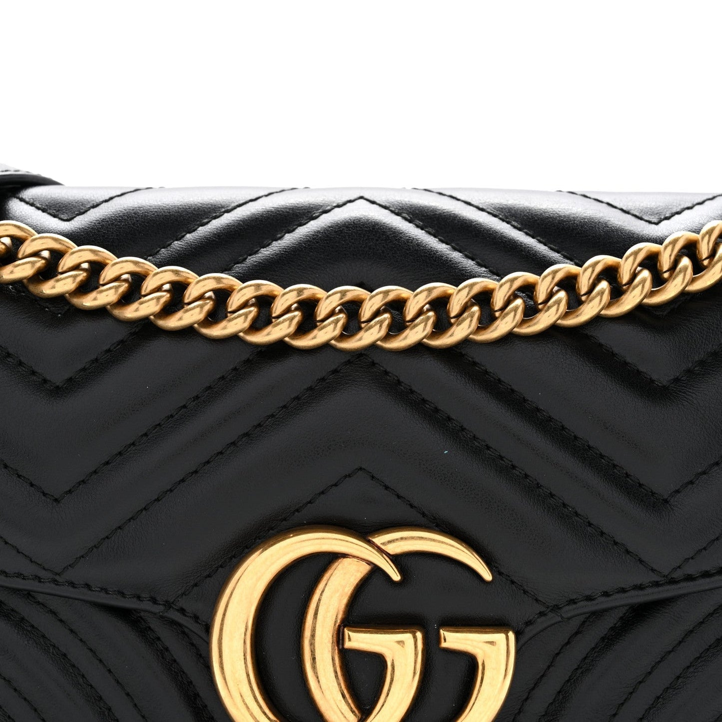 Calfskin Matelasse Small GG Marmont Shoulder Bag Black