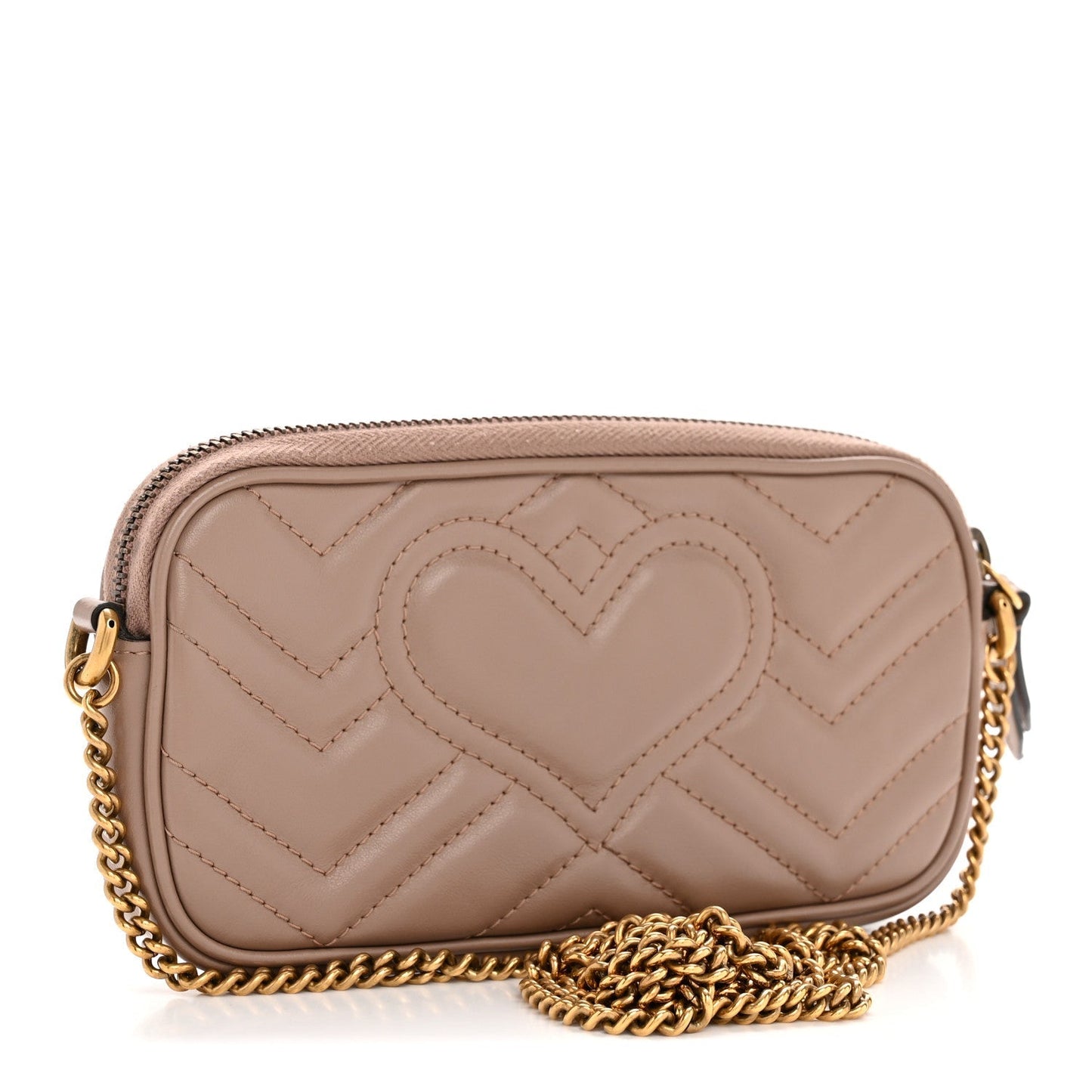 Calfskin Matelasse Mini GG Marmont Chain Crossbody Bag Porcelain Rose