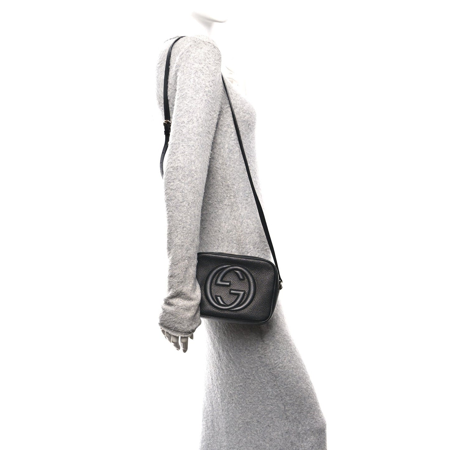 Pebbled Calfskin Small Soho Disco Bag Black
