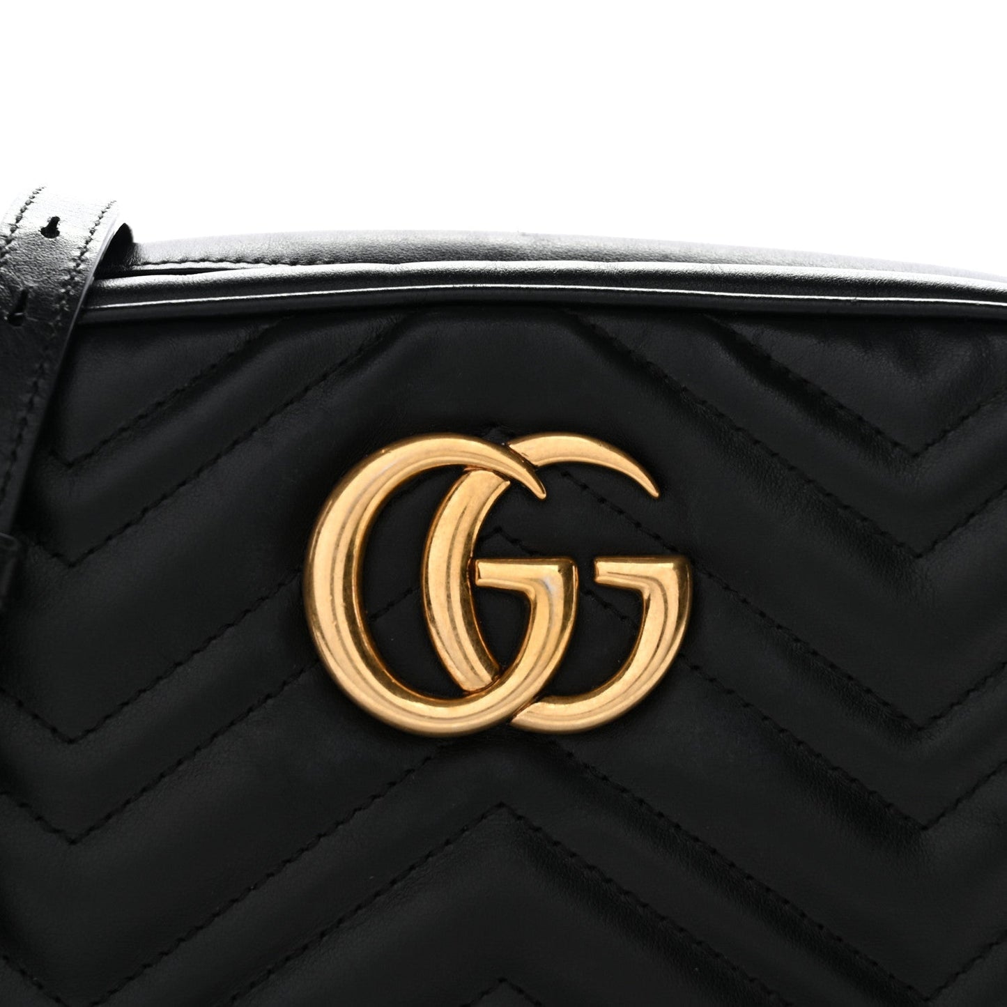 Calfskin Matelasse Small GG Marmont Chain Shoulder Bag Black