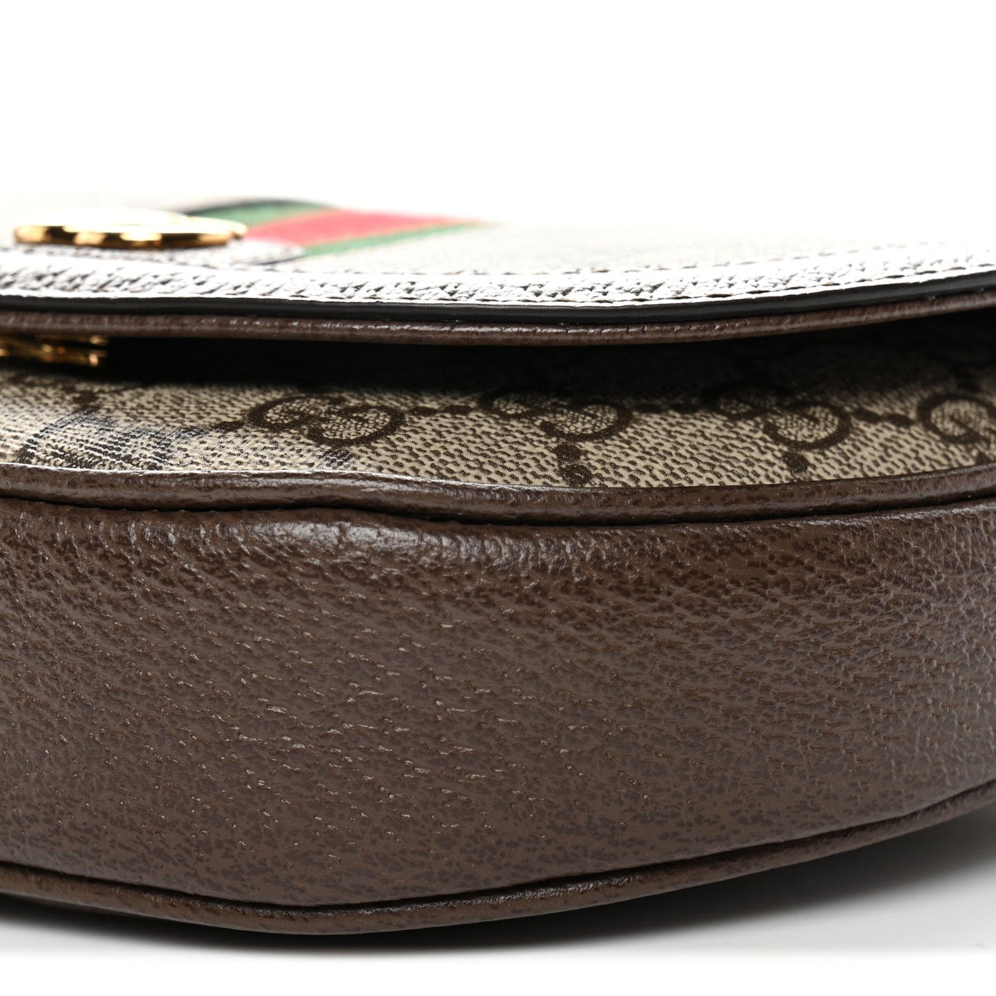 GG Supreme Monogram Textured Dollar Calfskin Web Mini Ophidia Flap Shoulder Bag Beige Ebony New Acero
