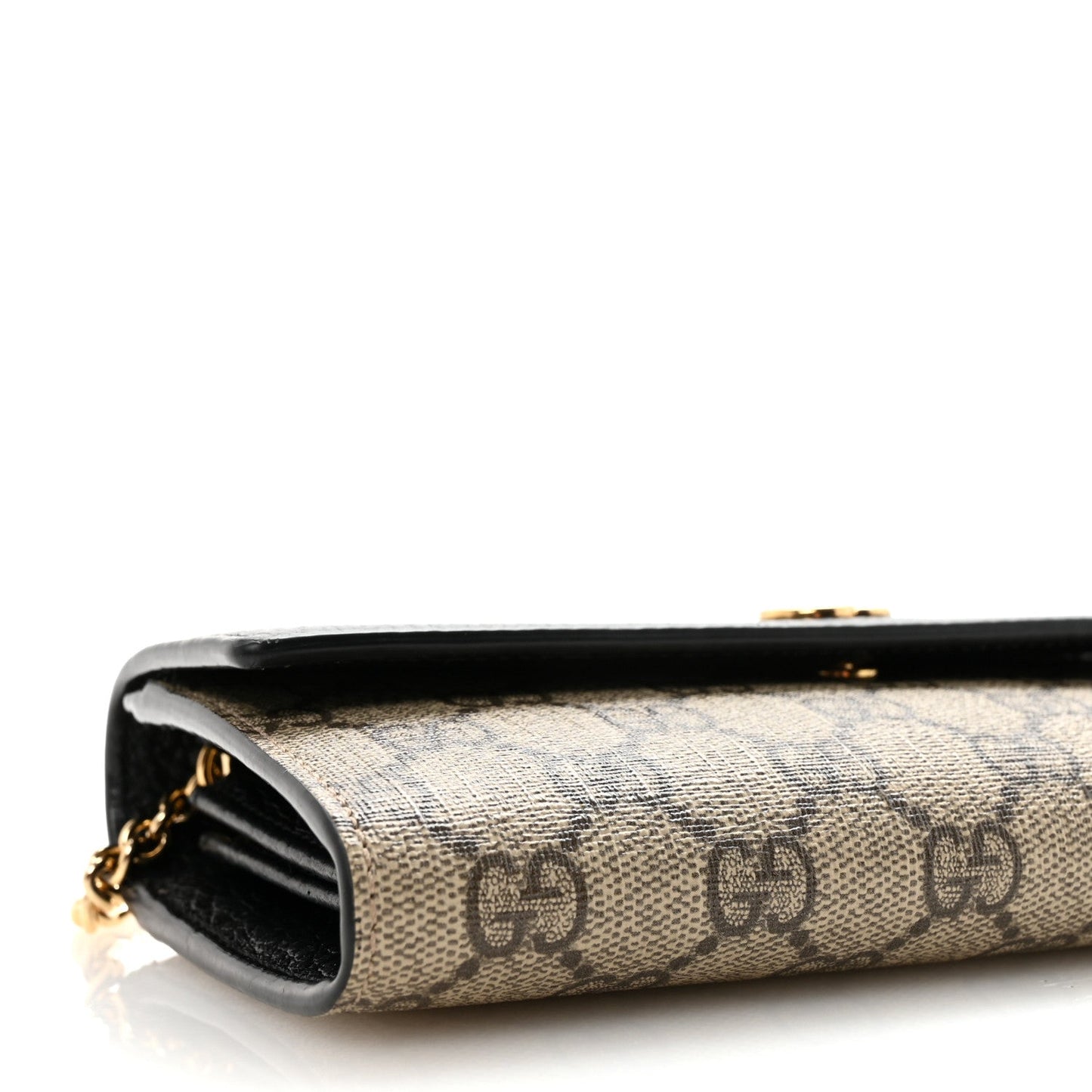 Dollar Calfskin GG Supreme Monogram Petite GG Marmont Wallet Chain Bag Black Beige Ebony