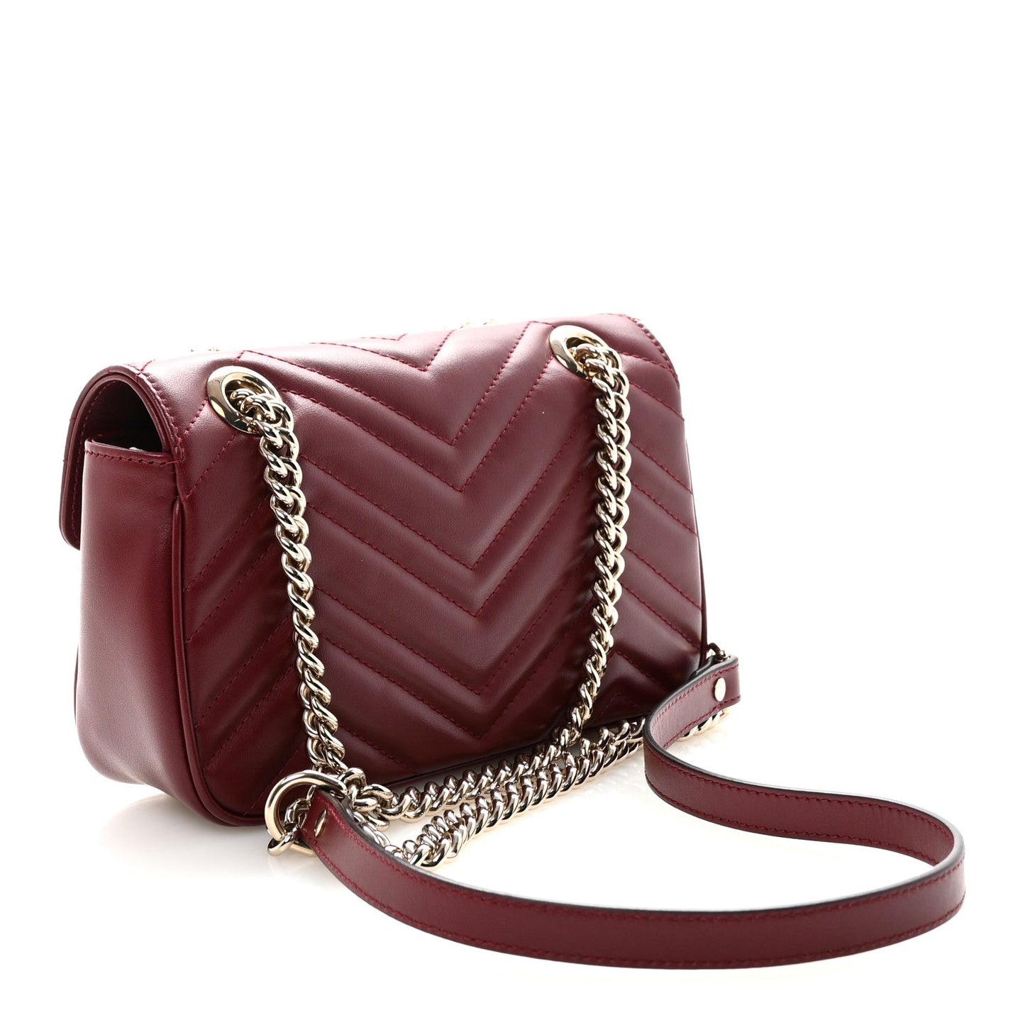 Calfskin Matelasse Small GG Marmont Shoulder Bag  Rosso Ancora