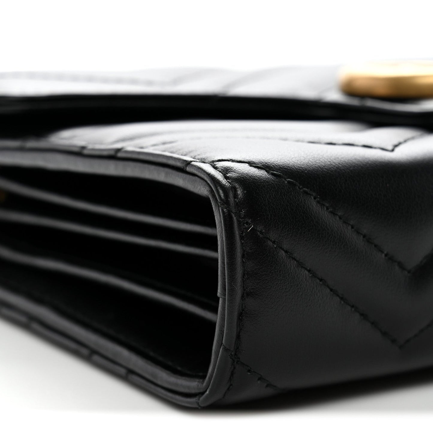Calfskin Matelasse GG Marmont Chain Wallet Black