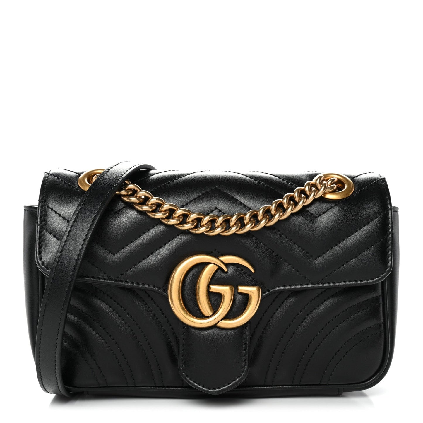 Calfskin Matelasse Mini GG Marmont Shoulder Bag Black