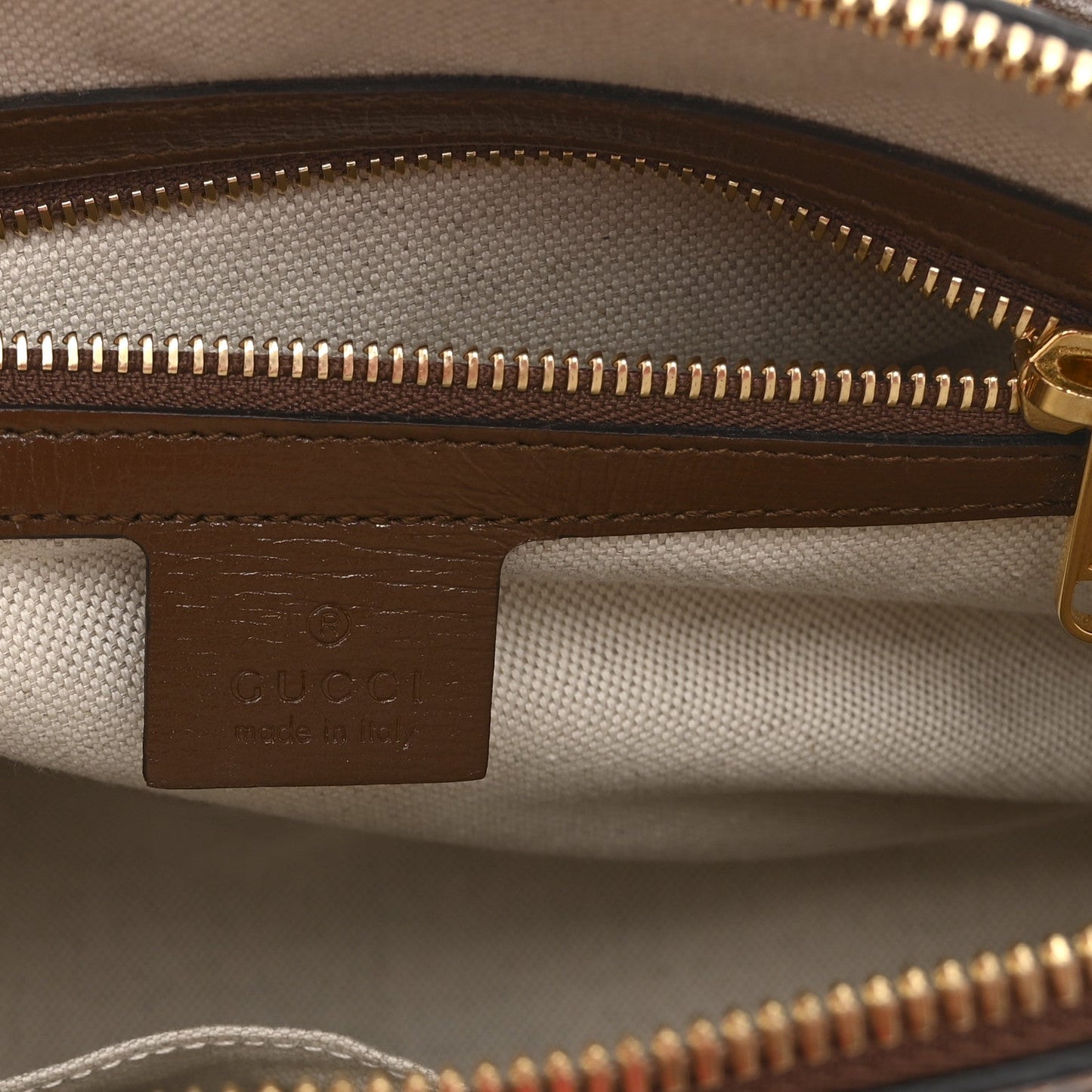 GG Supreme Monogram Azalea Calfskin Small Horsebit 1955 Top Handle Bag Beige Ebony Brown Sugar