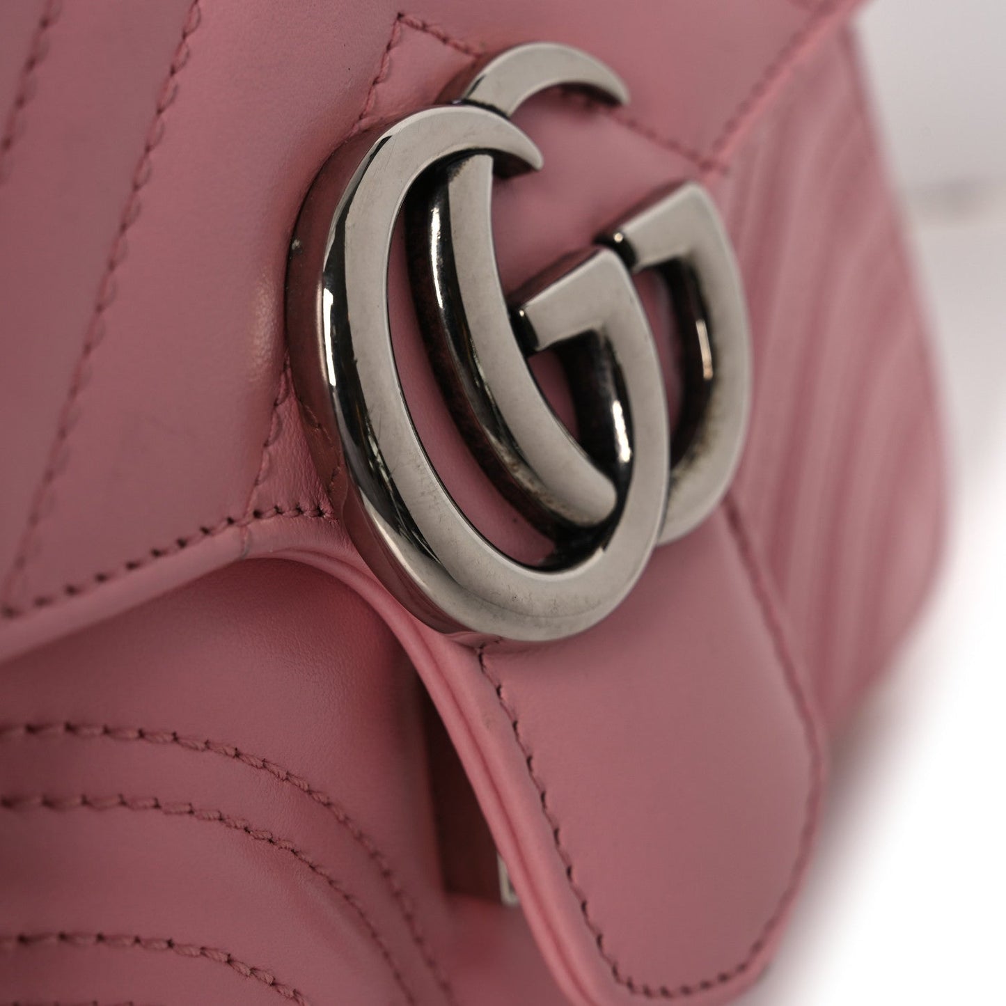Calfskin Matelasse Mini GG Marmont Top Handle Shoulder Bag Wild Rose