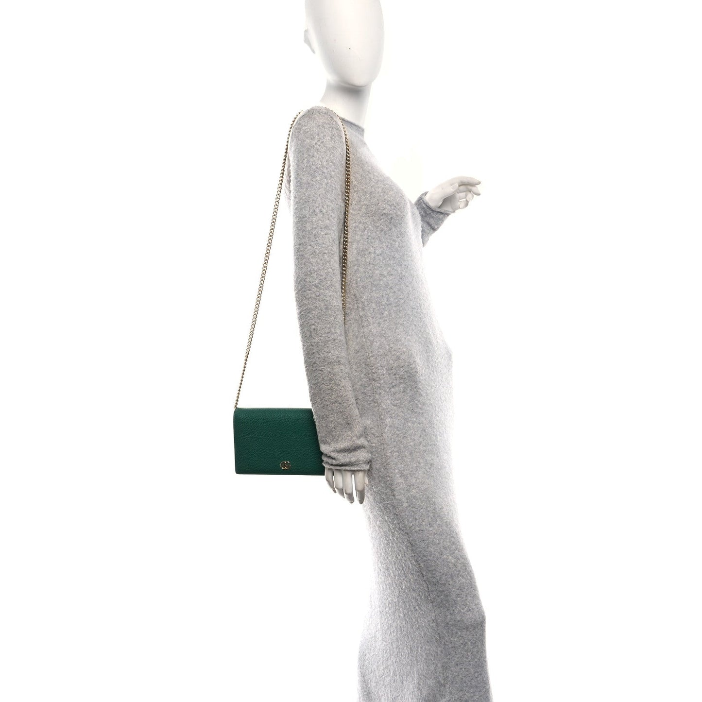 Dollar Calfskin Mini GG Marmont Chain Wallet Emerald Green Salvy Green