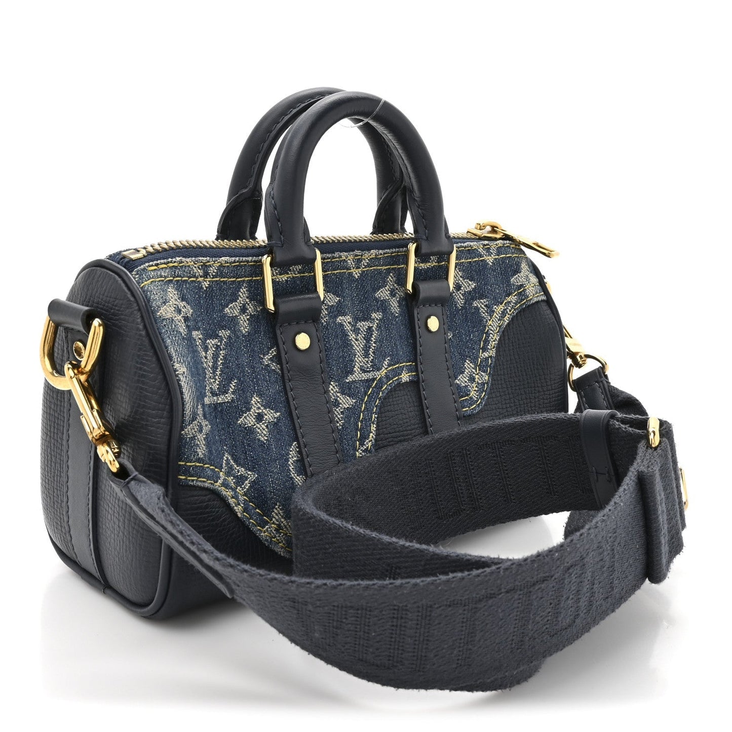 X NIGO Taurillon Monogram Denim Drip Keepall XS Blue
