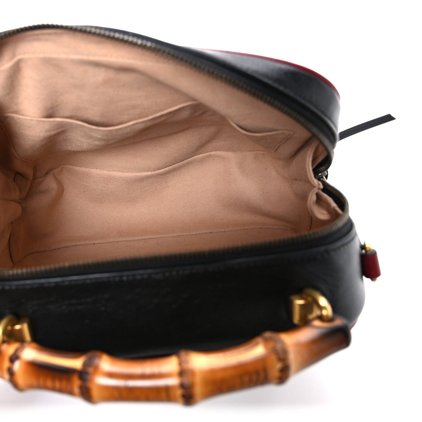 Vintage Effect Calfskin Matelasse Diagonal Small Torchon GG Marmont Bamboo Top Handle Shoulder Bag Black Romantic Cherry